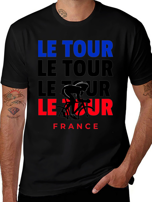 Le Tour France Cycling T-Shirt - Black Graphic Tee