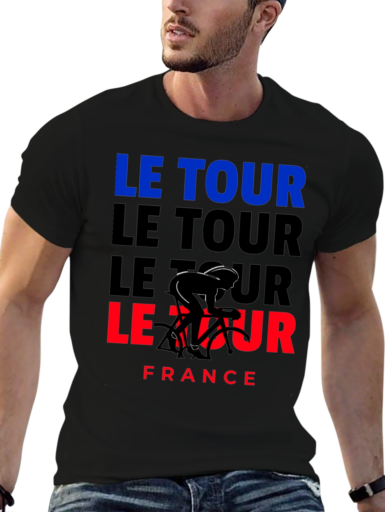 Le Tour France Cycling T-Shirt - Black Graphic Tee