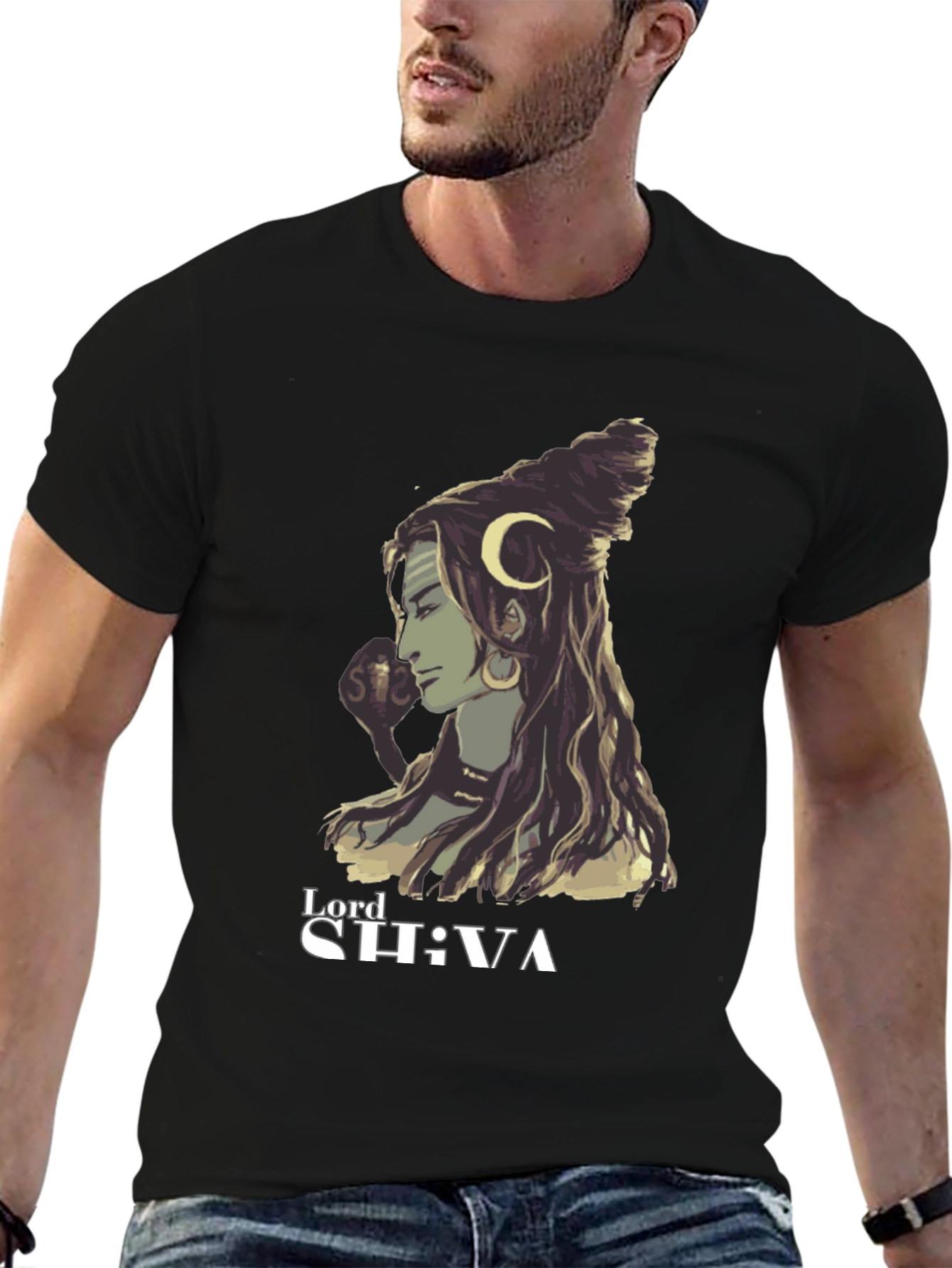 Lord Shiva Graphic Tee - Black Cotton Blend