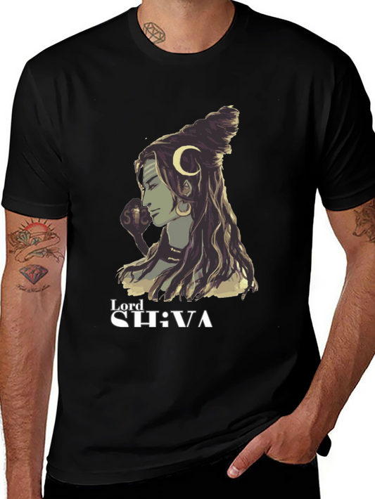 Lord Shiva Graphic Tee - Black Cotton Blend