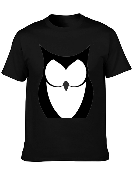 Owl Graphic Print Black T-Shirt