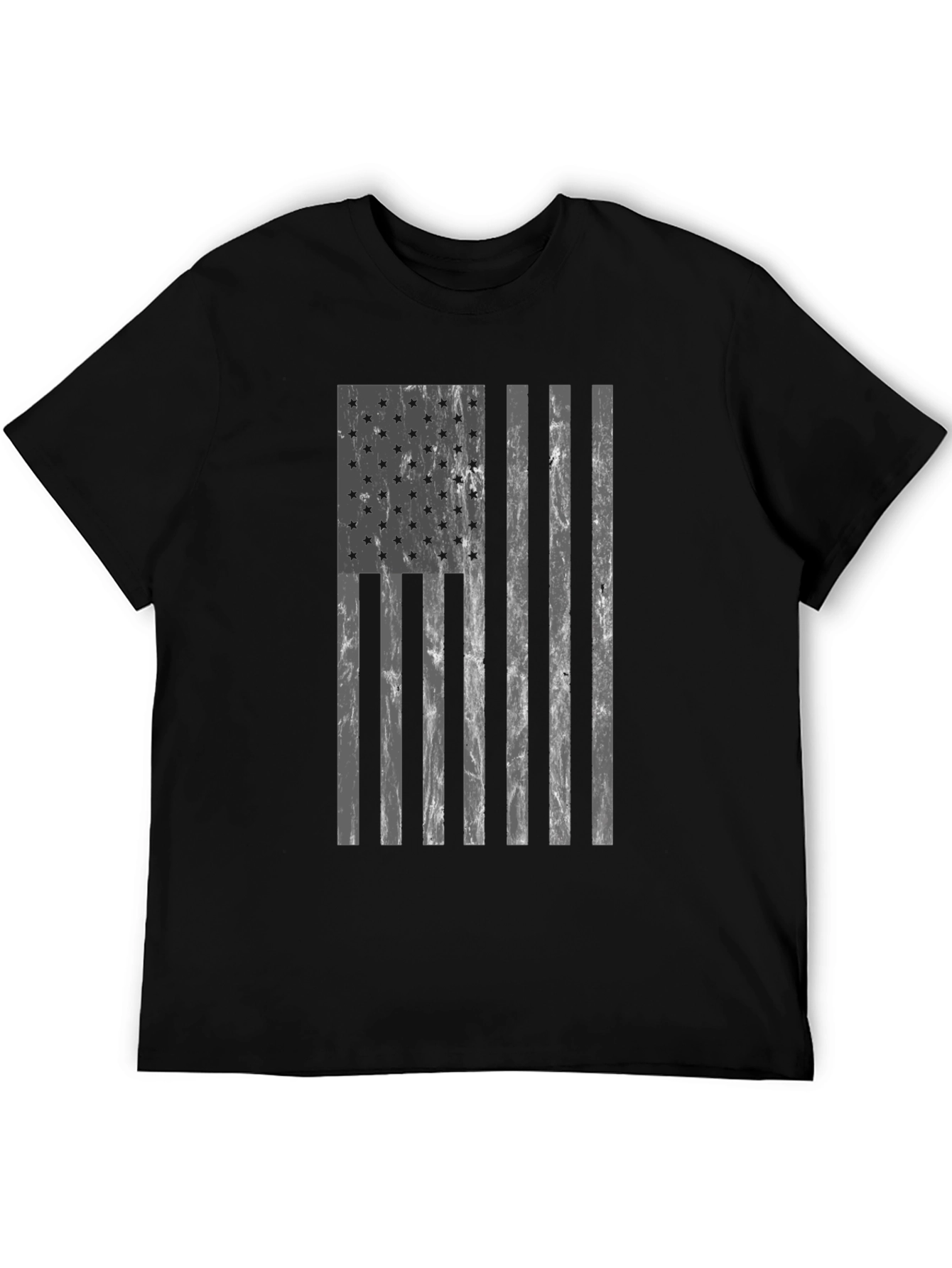 Distressed American Flag Graphic Tee - Black