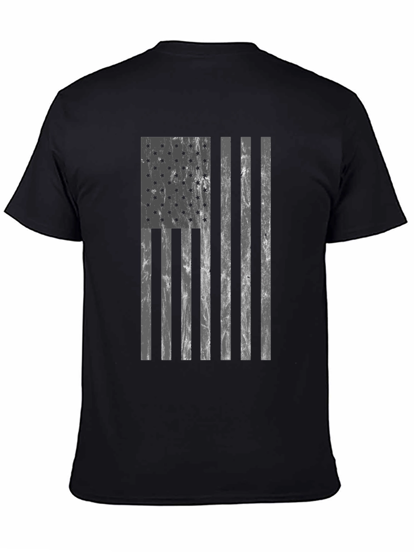 Distressed American Flag Graphic Tee - Black