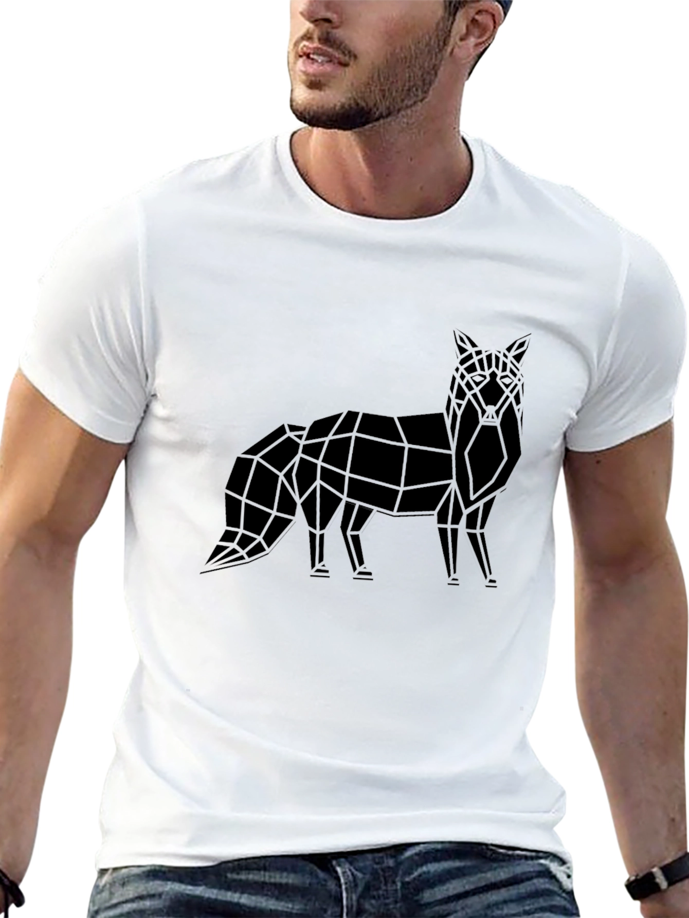 Geometric Fox Graphic Tee - Modern Style