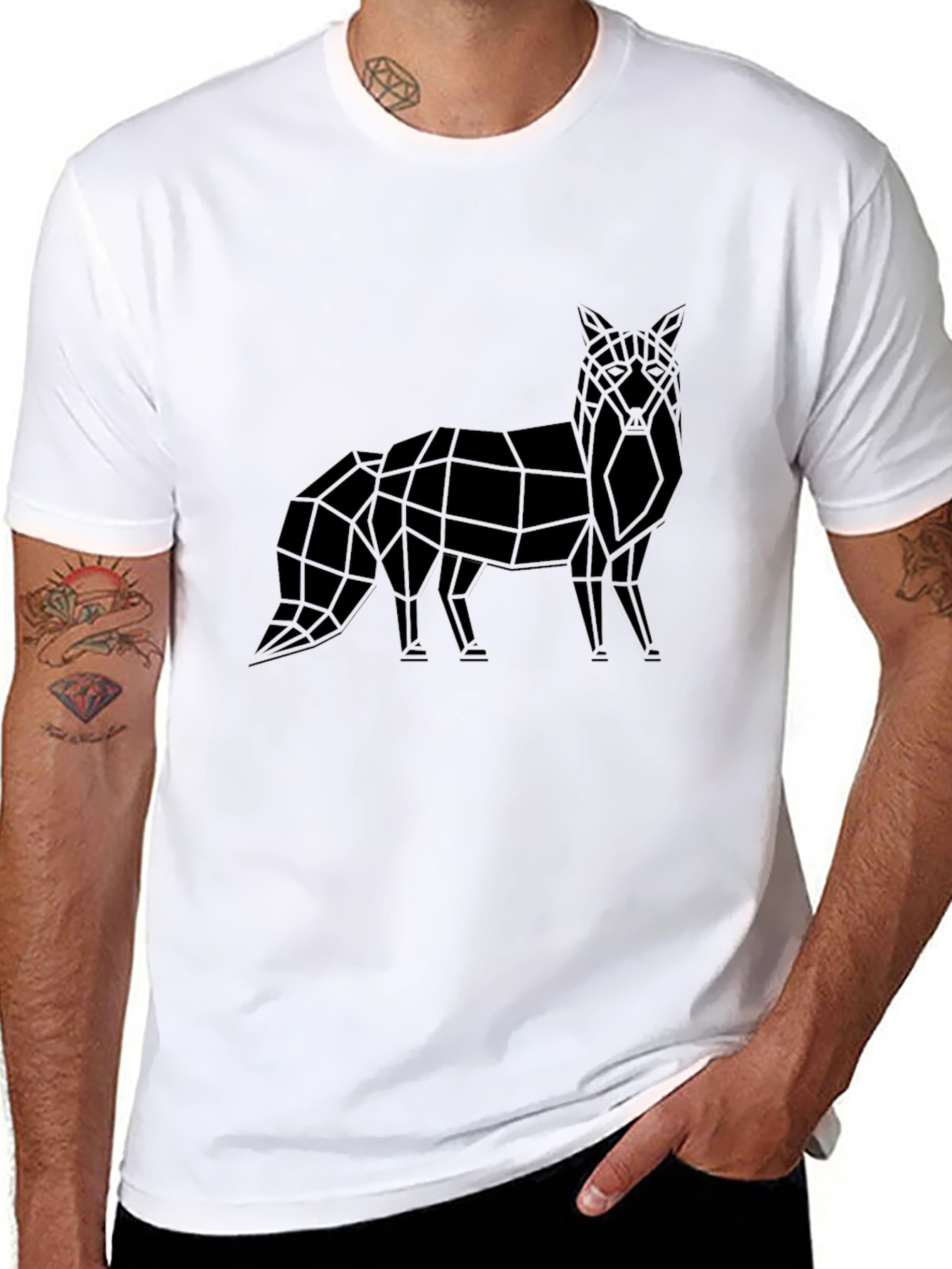 Geometric Fox Graphic Tee - Modern Style