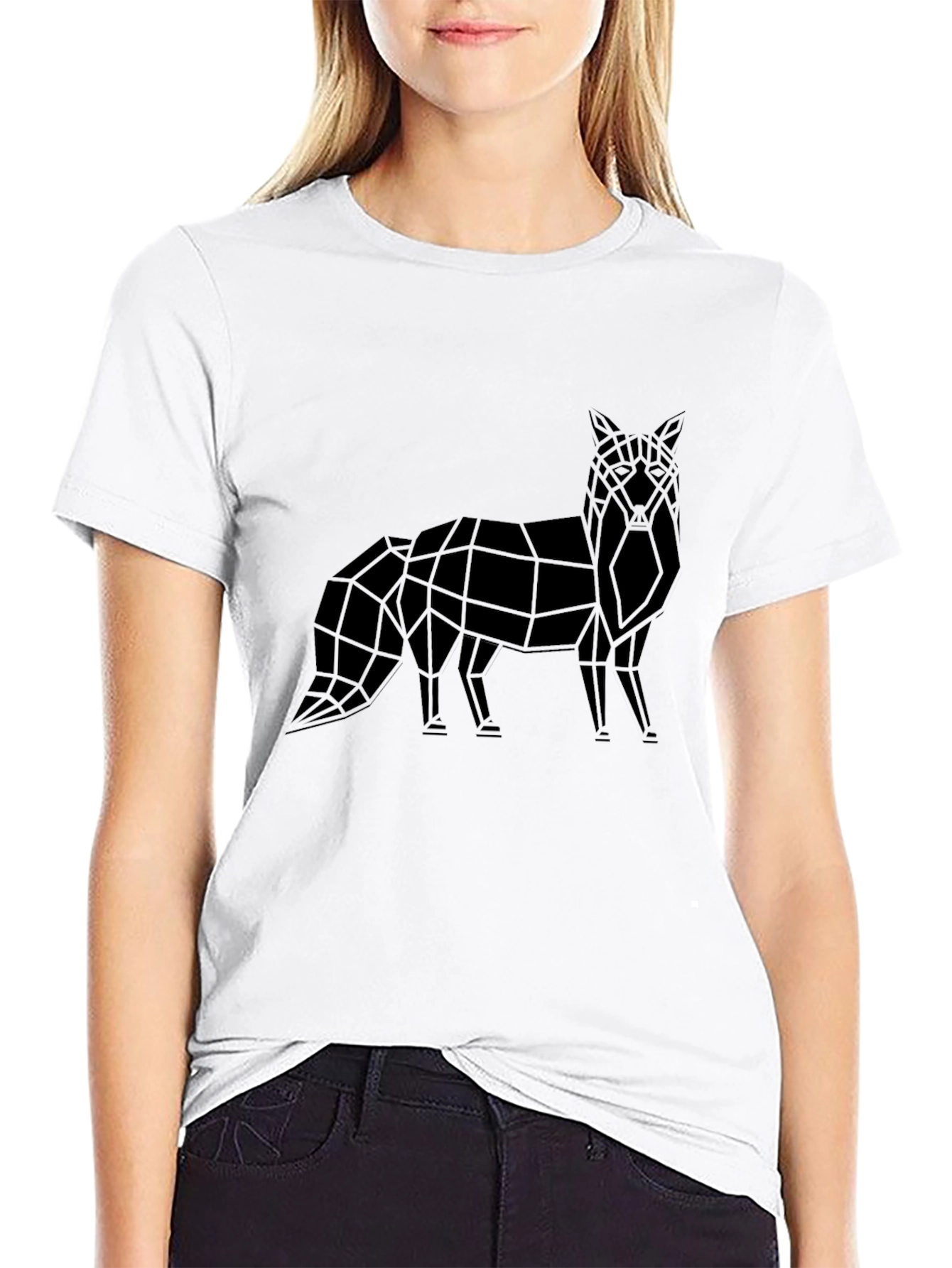 Geometric Fox Graphic Tee - Modern Style