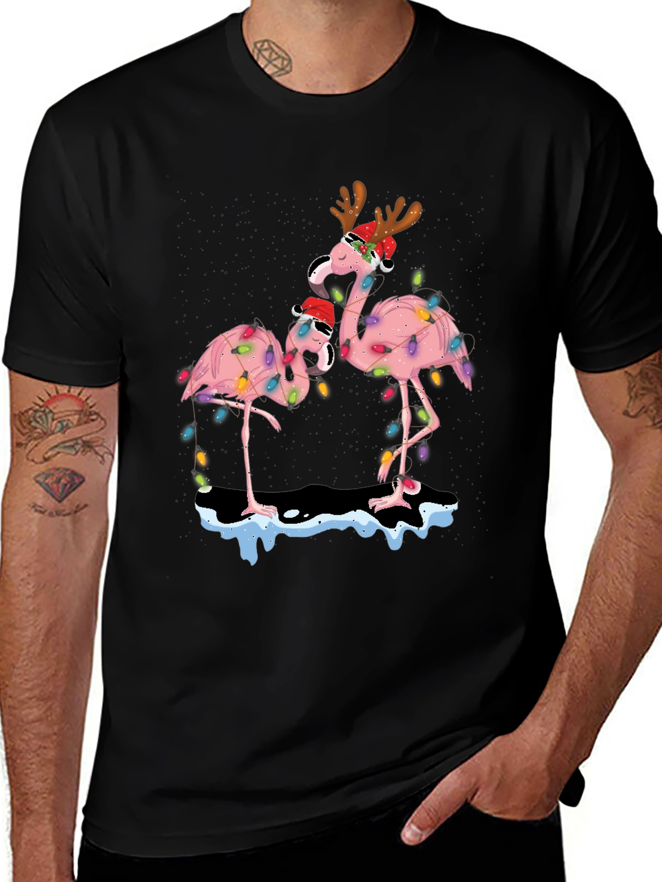Festive Flamingo Christmas T-Shirt