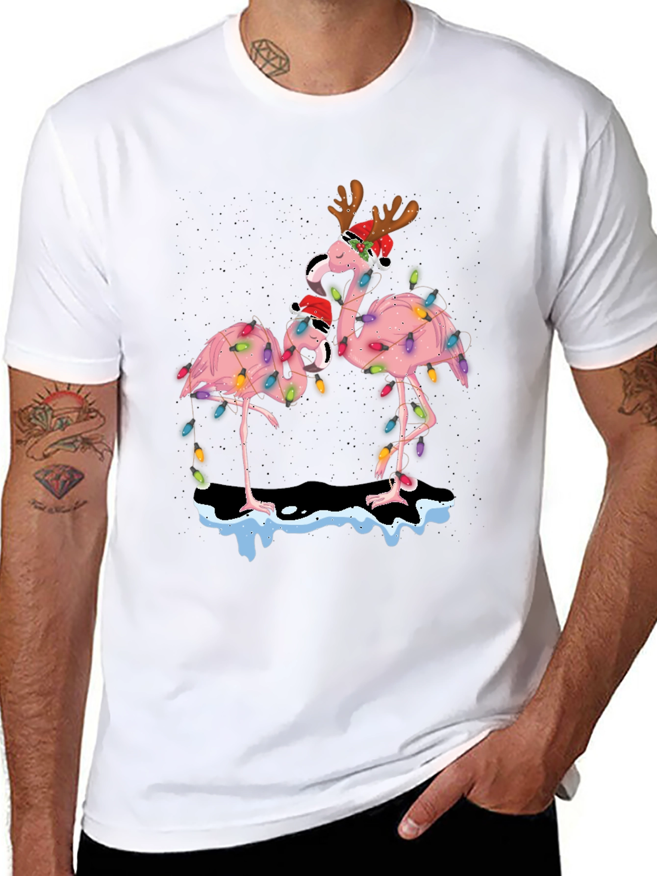 Festive Flamingo Christmas T-Shirt