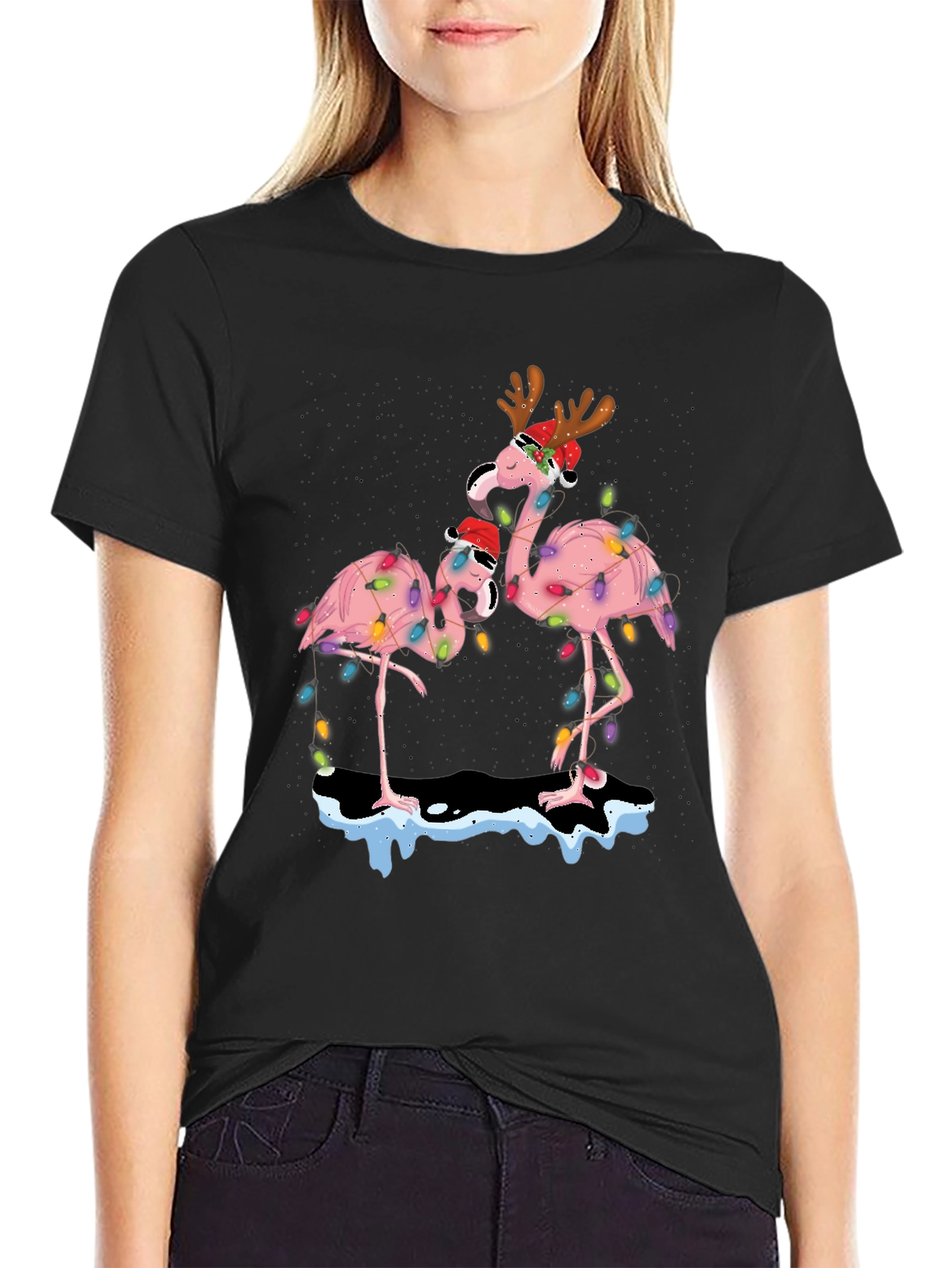 Festive Flamingo Christmas T-Shirt