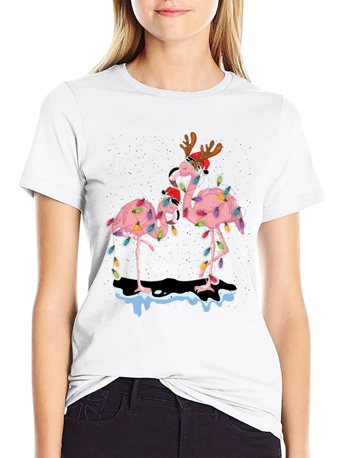 Festive Flamingo Christmas T-Shirt