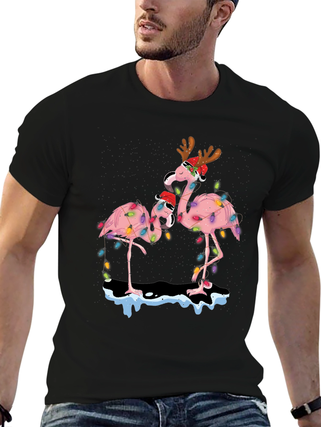 Festive Flamingo Christmas T-Shirt