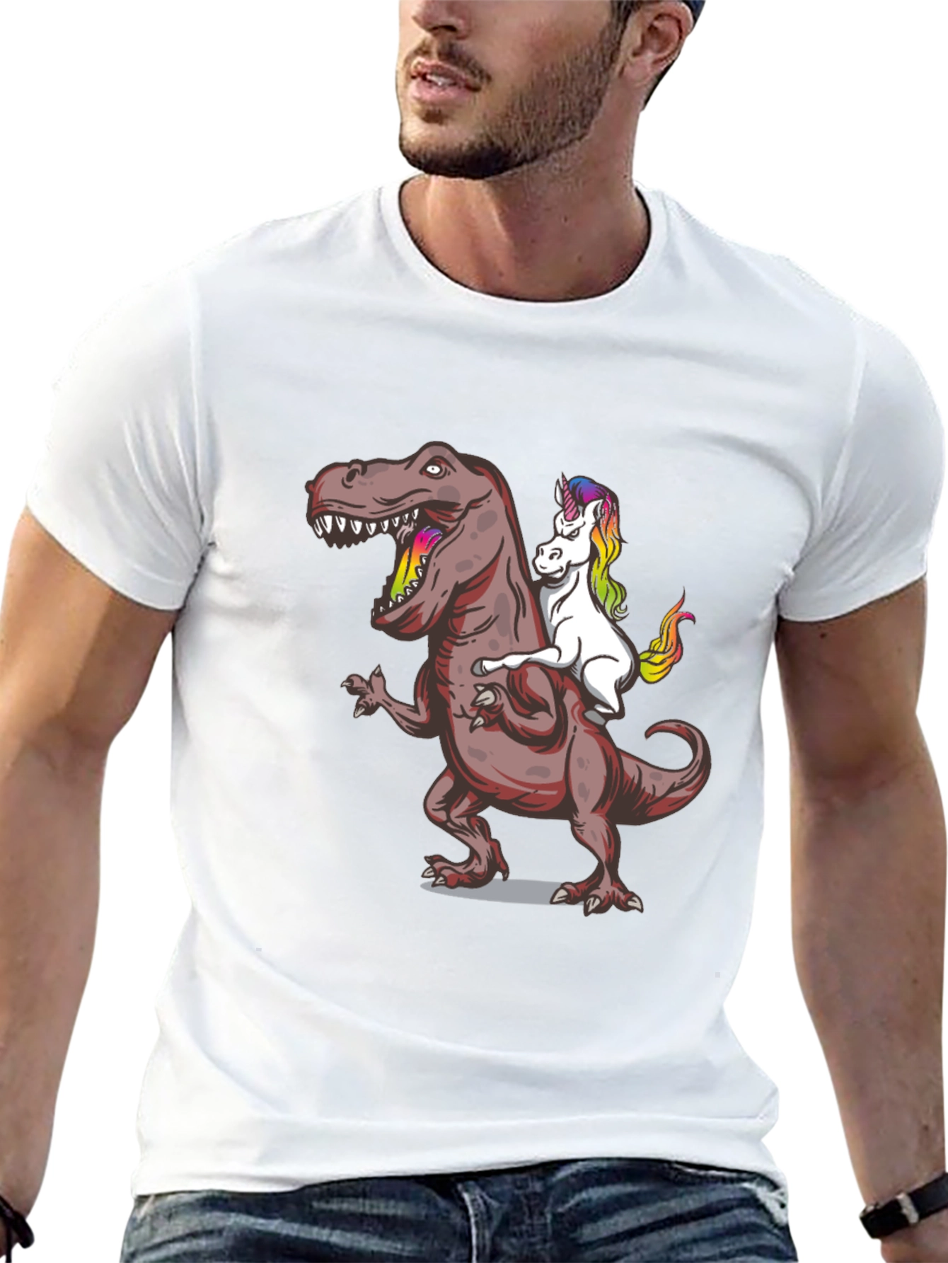 Dino Rider T-Shirt: Unicorn Riding T-Rex