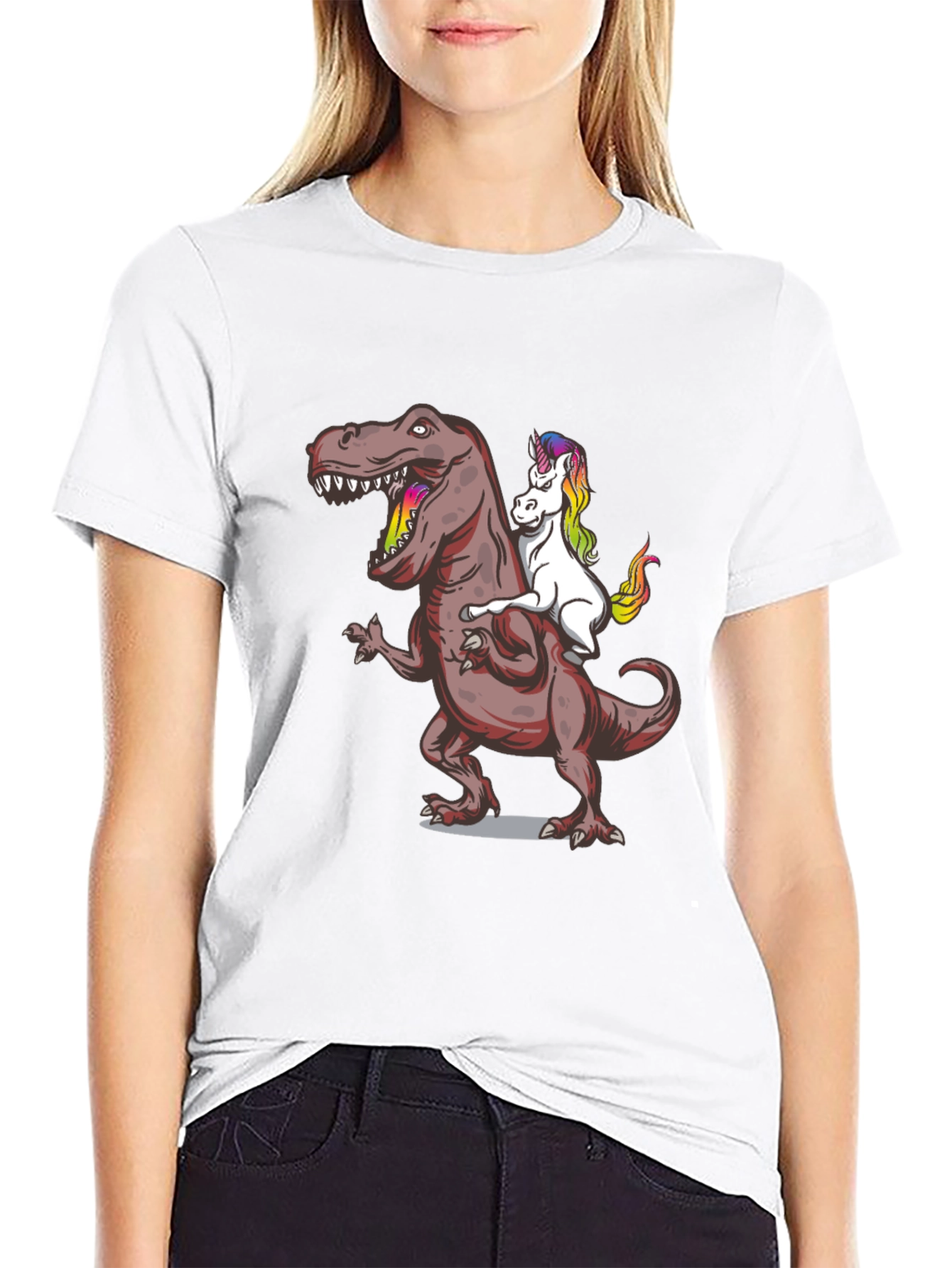 Dino Rider T-Shirt: Unicorn Riding T-Rex