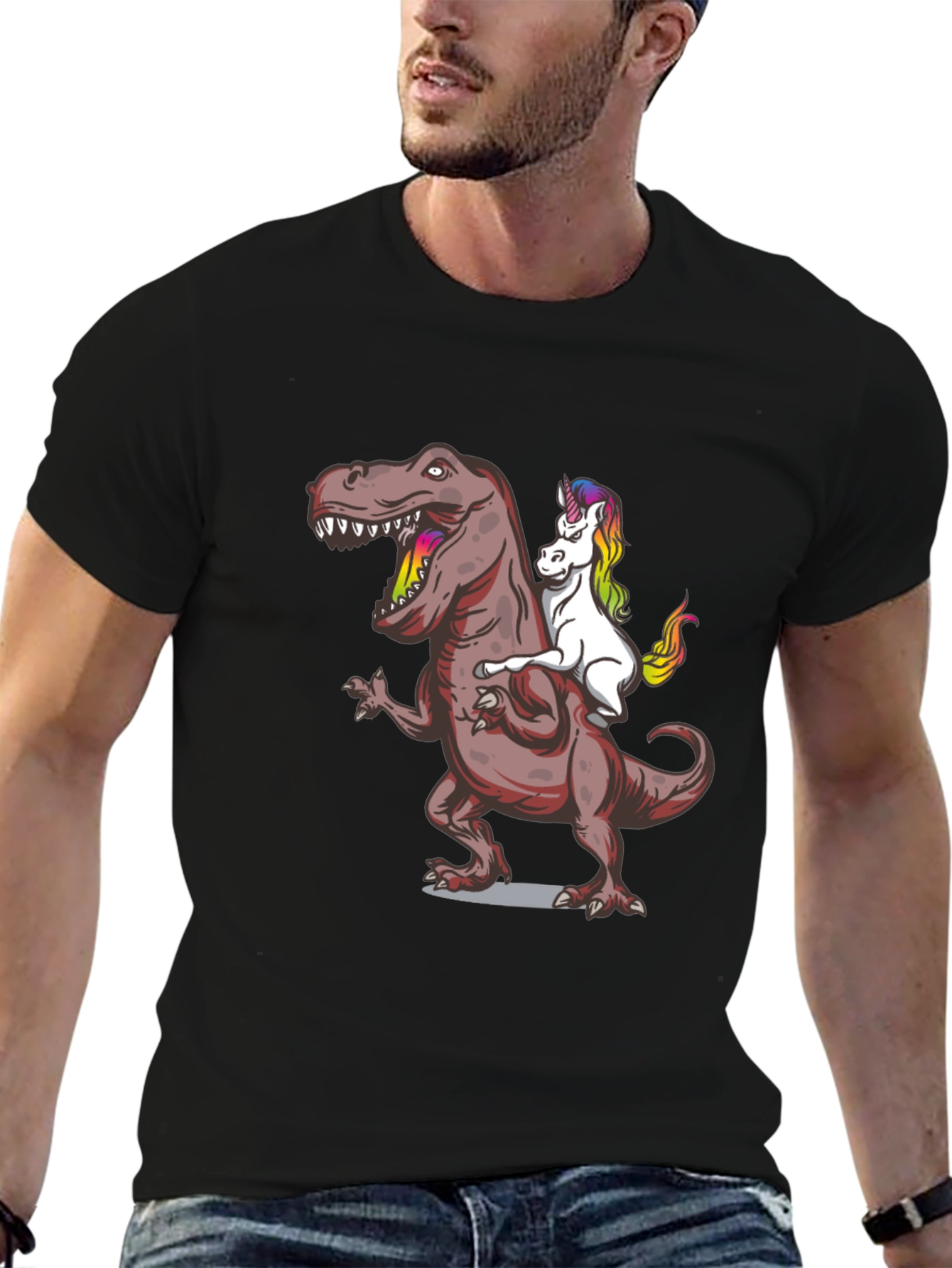 Dino Rider T-Shirt: Unicorn Riding T-Rex