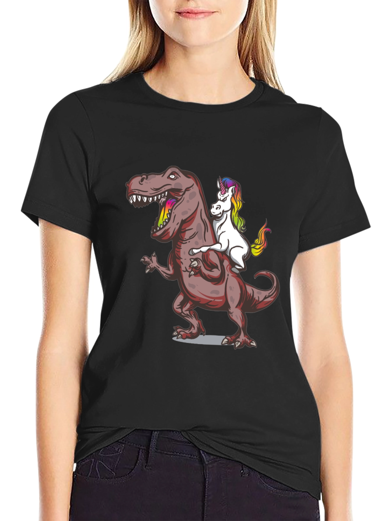 Dino Rider T-Shirt: Unicorn Riding T-Rex
