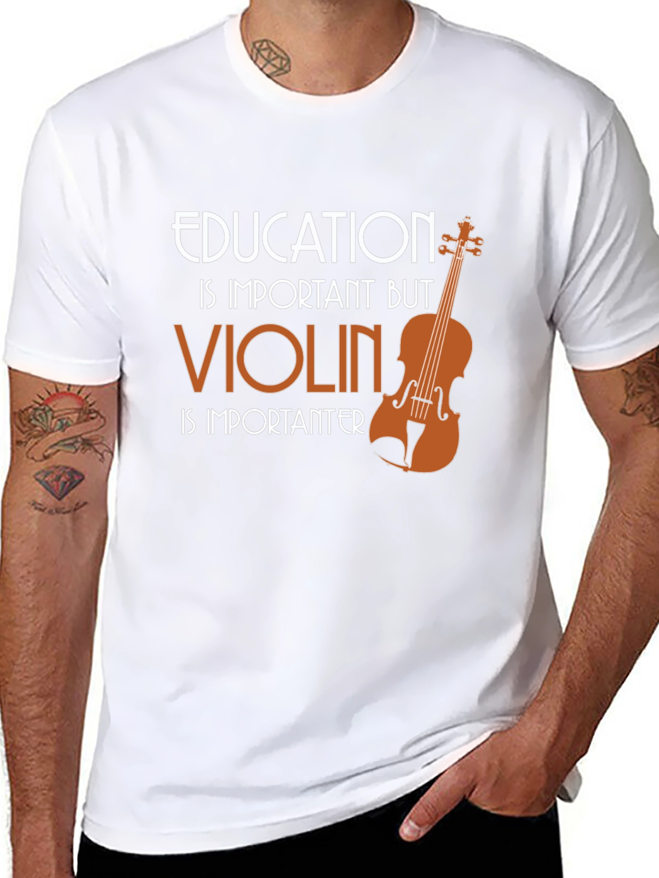 Education vs Violin T-Shirt - Musicians Tee