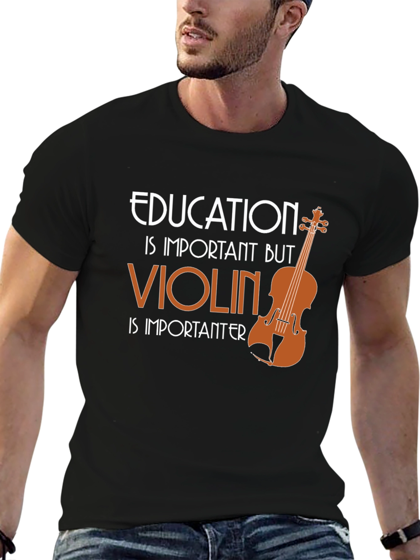 Education vs Violin T-Shirt - Musicians Tee