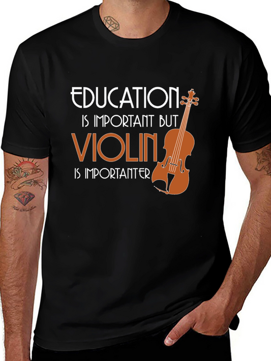 Education vs Violin T-Shirt - Musicians Tee