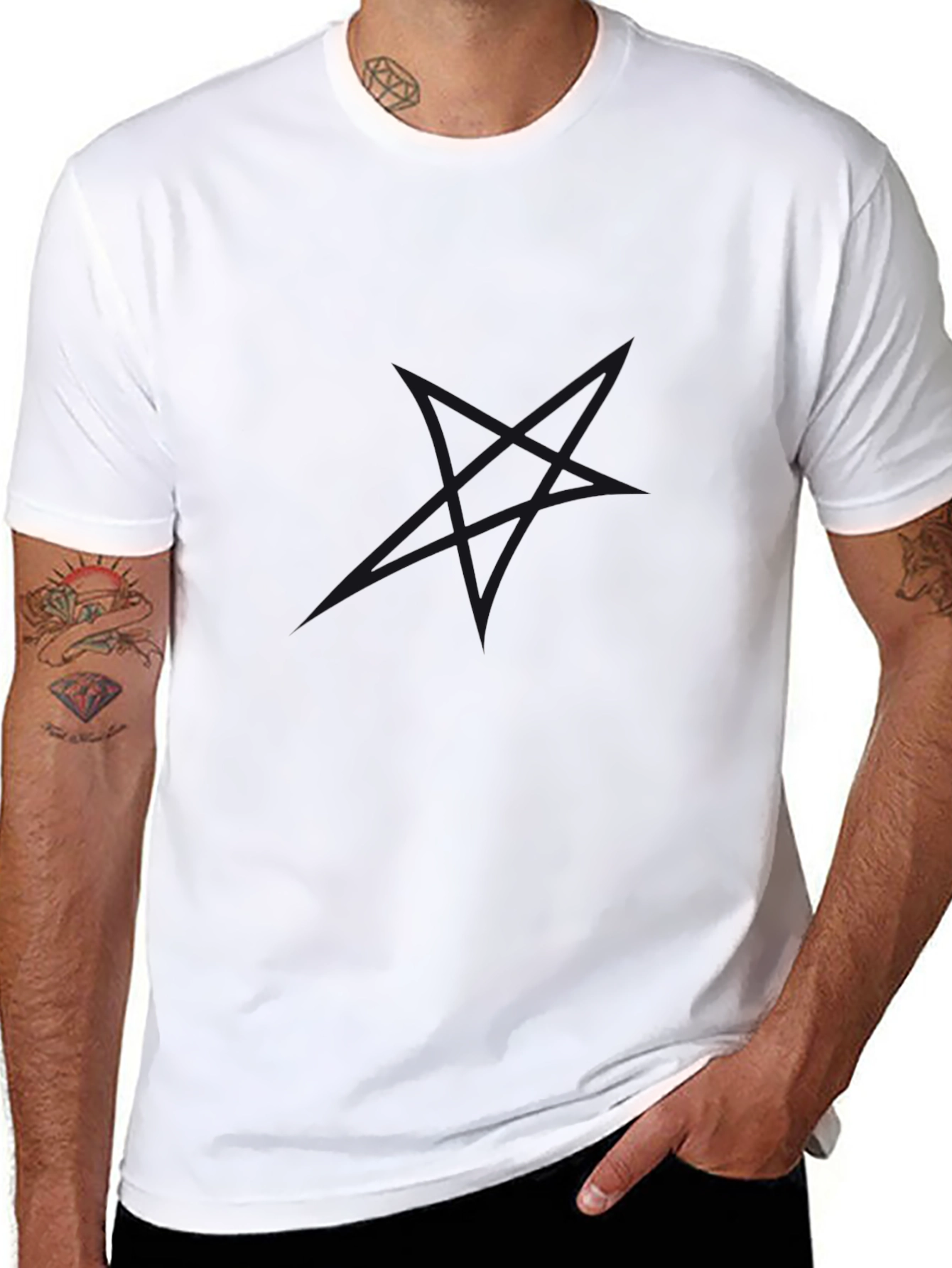 Mens Solid Black Crew Neck T-Shirt