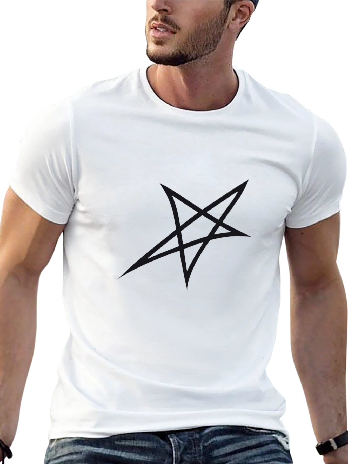 Mens Solid Black Crew Neck T-Shirt