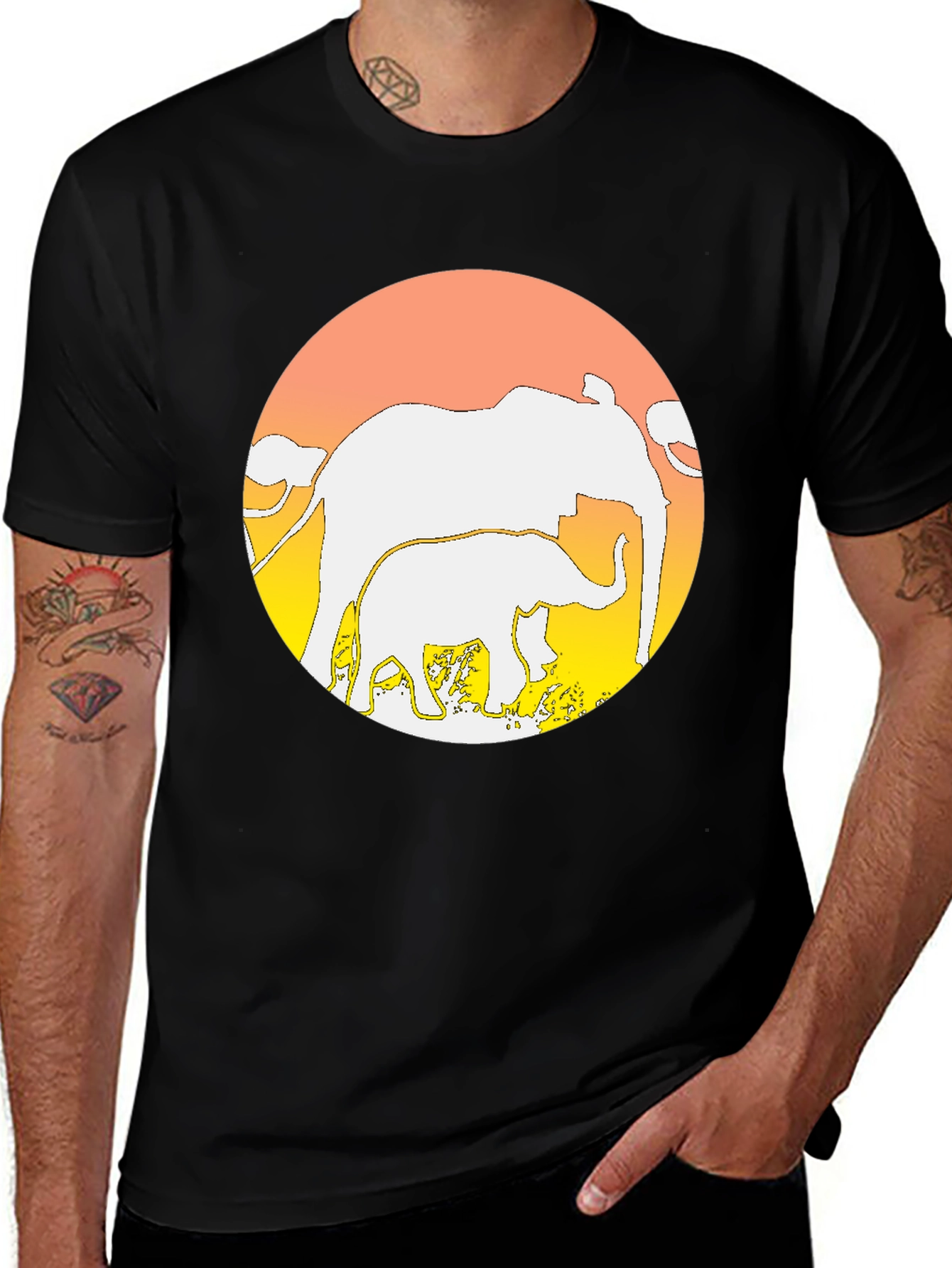 Elephant Sunset T-Shirt - Graphic Tee