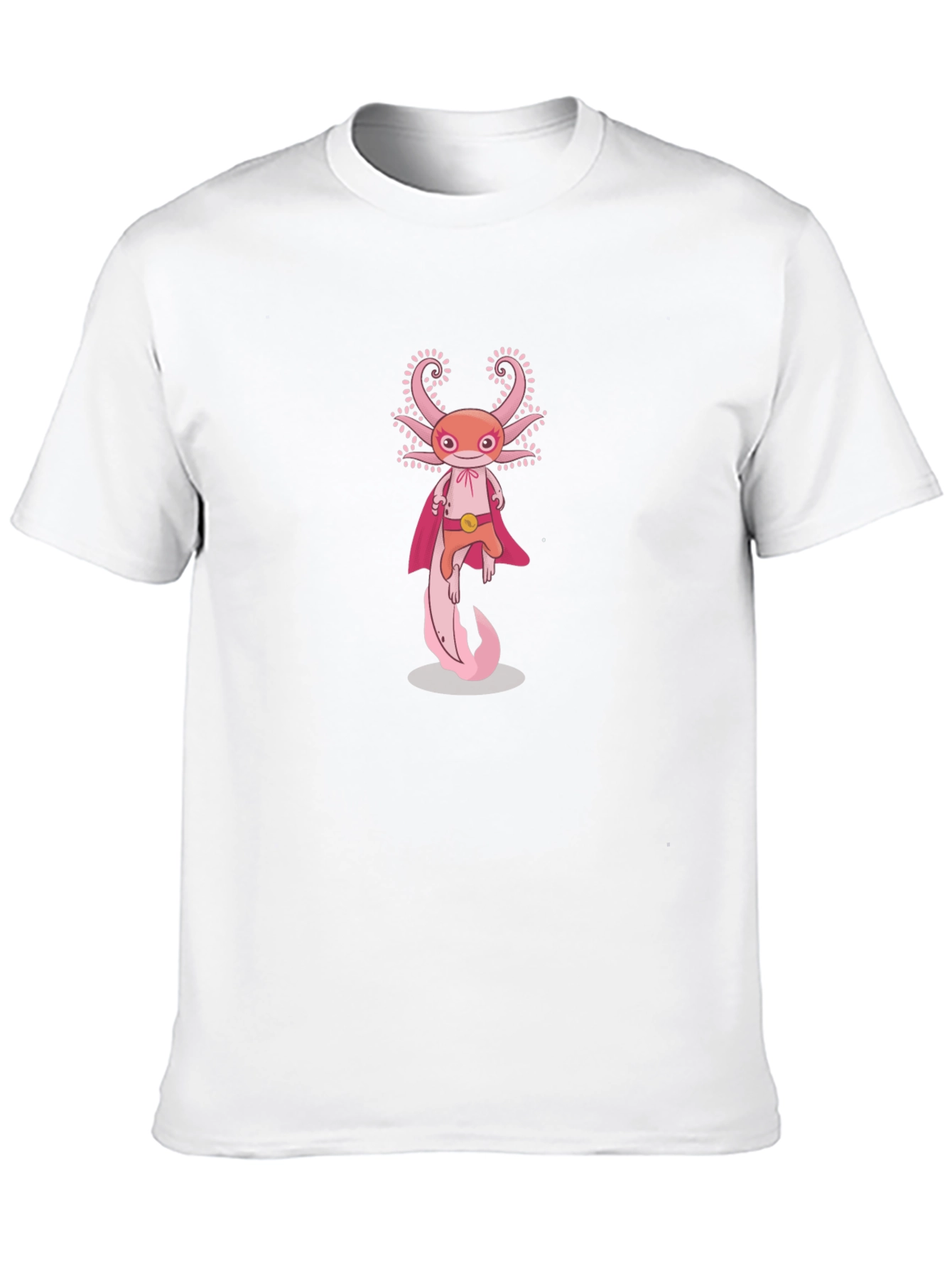 Axolotl Superhero Graphic Tee - Black Cotton T-Shirt