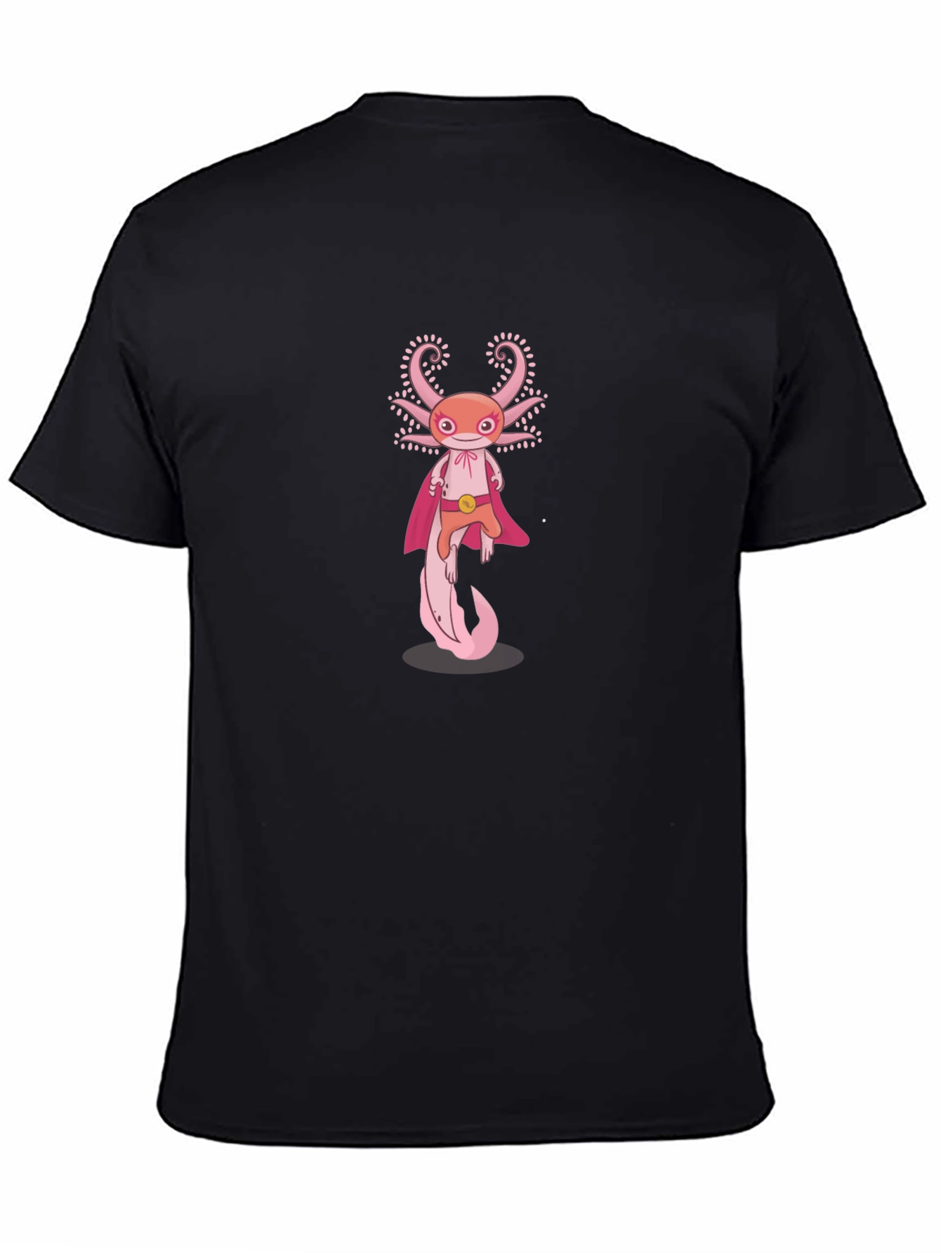 Axolotl Superhero Graphic Tee - Black Cotton T-Shirt