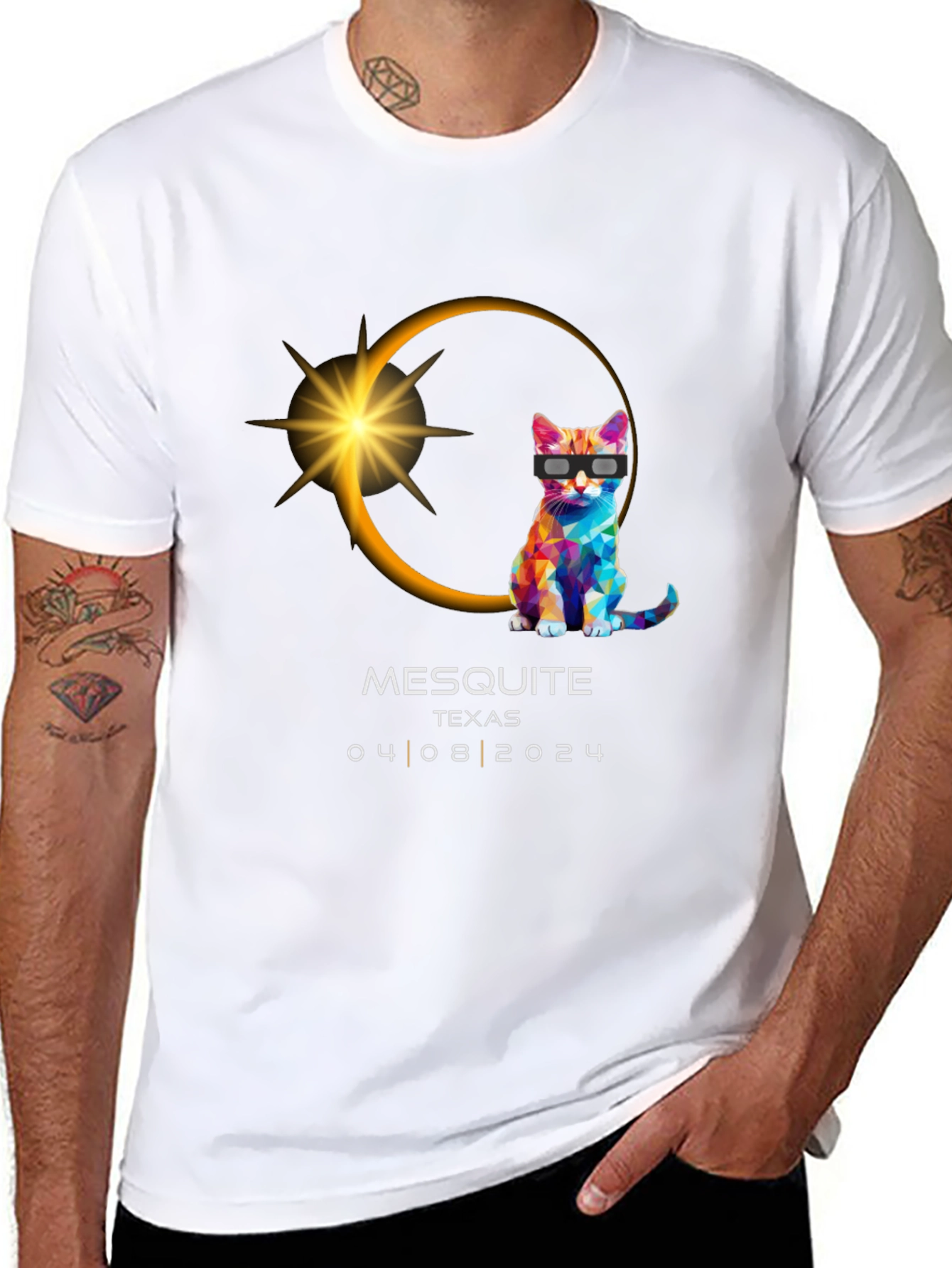Mesquite Texas 2024 Eclipse Cat Graphic Tee
