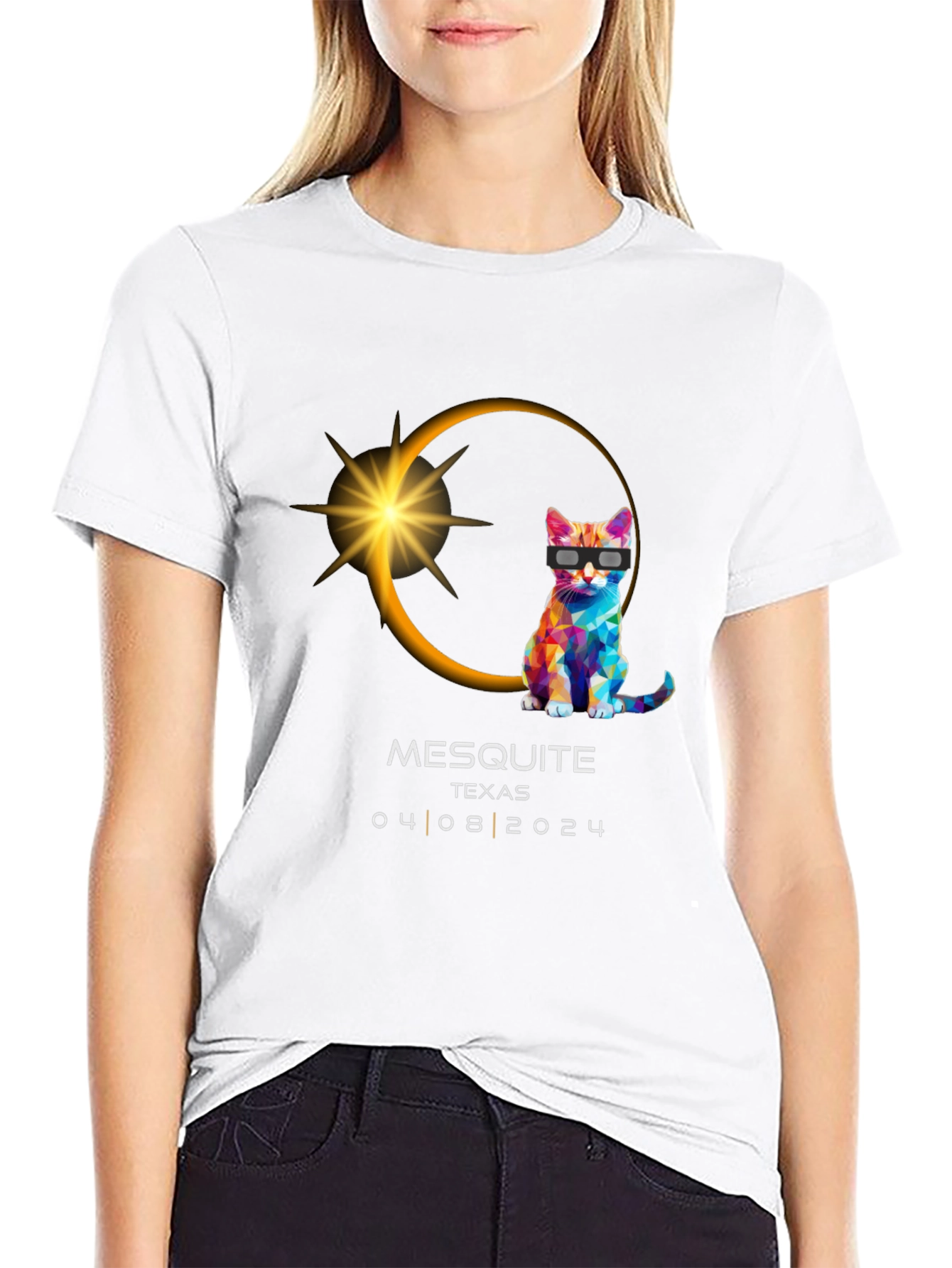 Mesquite Texas 2024 Eclipse Cat Graphic Tee