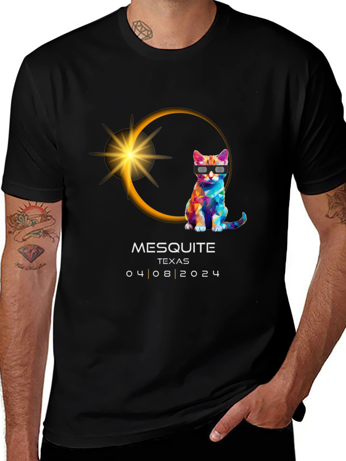 Mesquite Texas 2024 Eclipse Cat Graphic Tee