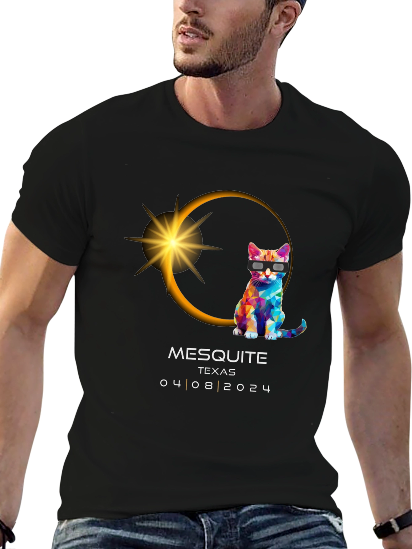 Mesquite Texas 2024 Eclipse Cat Graphic Tee