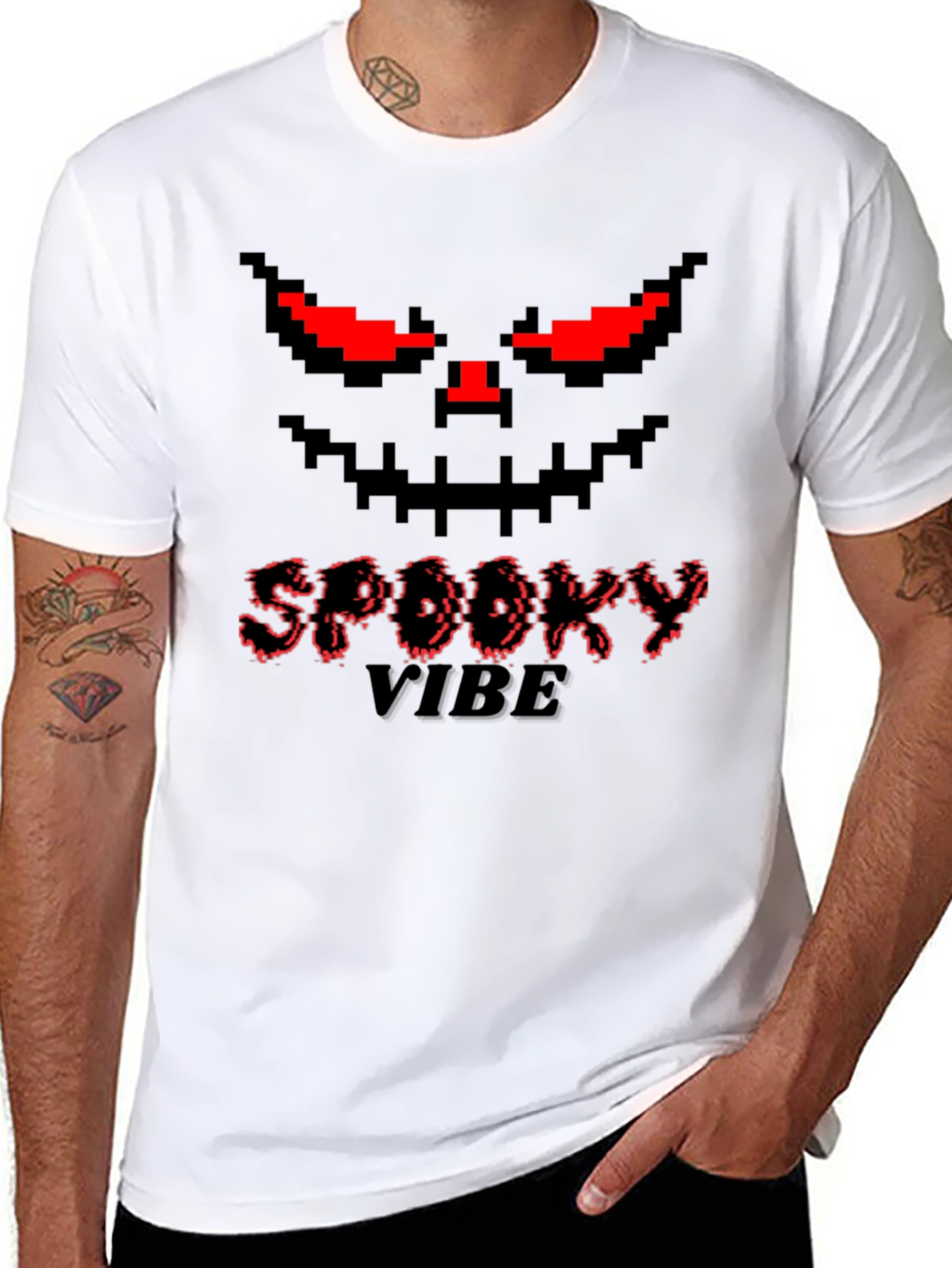 Spooky Vibe Pixel Face Graphic Tee