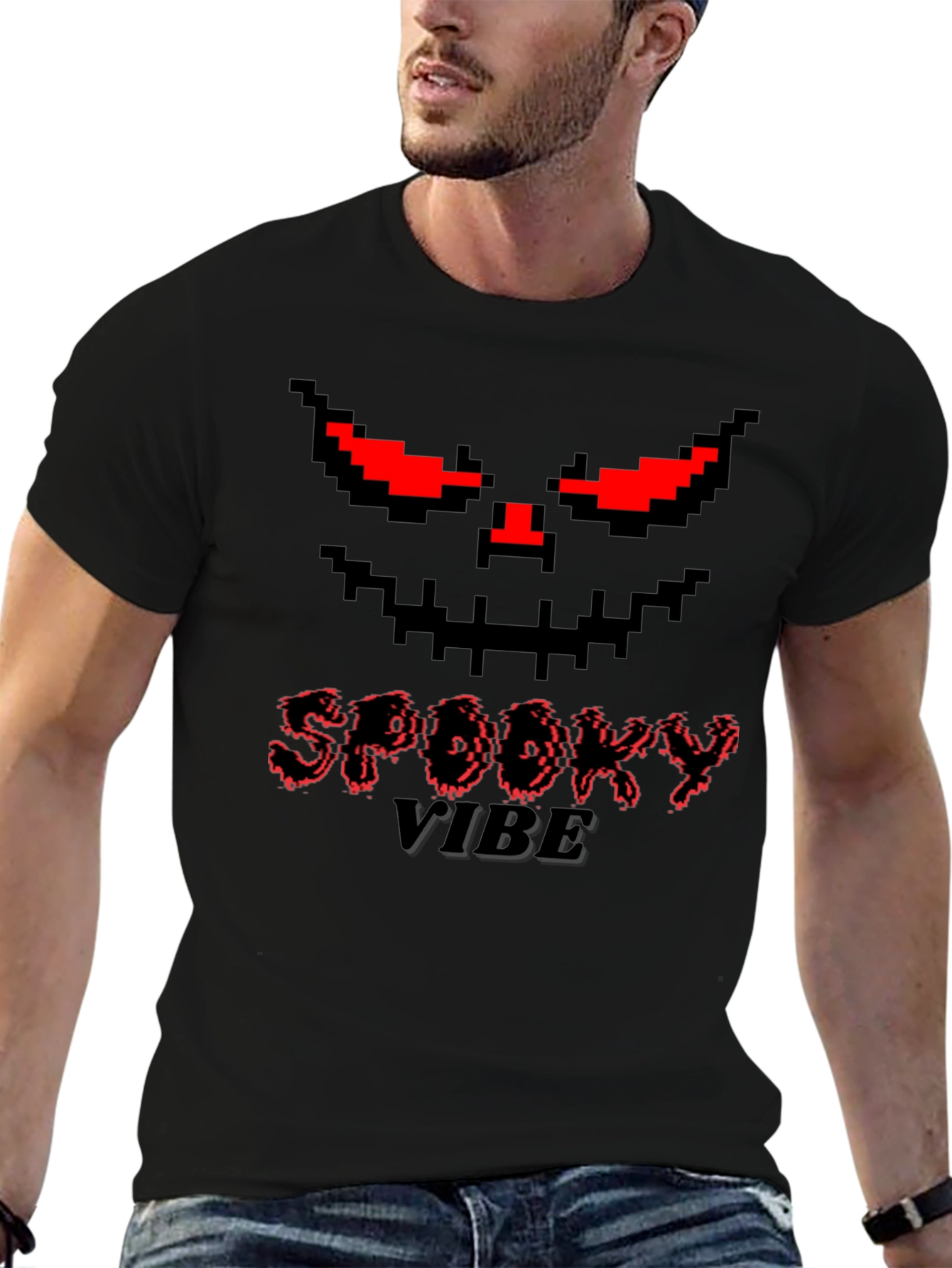 Spooky Vibe Pixel Face Graphic Tee