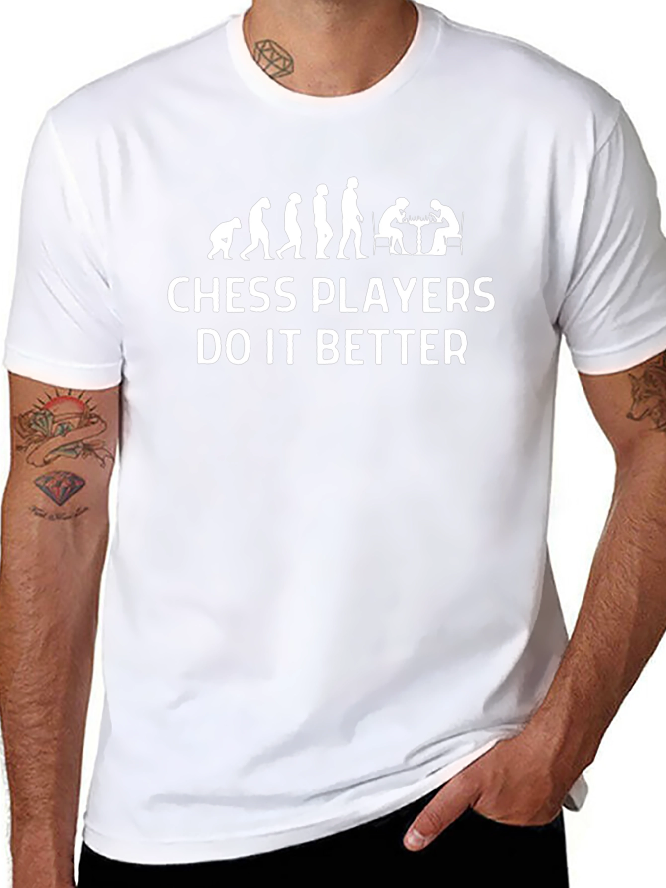 Chess Players Evolution Graphic Tee - Black Cotton T-Shirt
