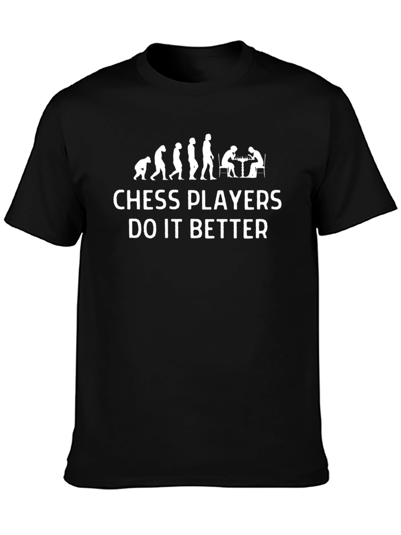 Chess Players Evolution Graphic Tee - Black Cotton T-Shirt
