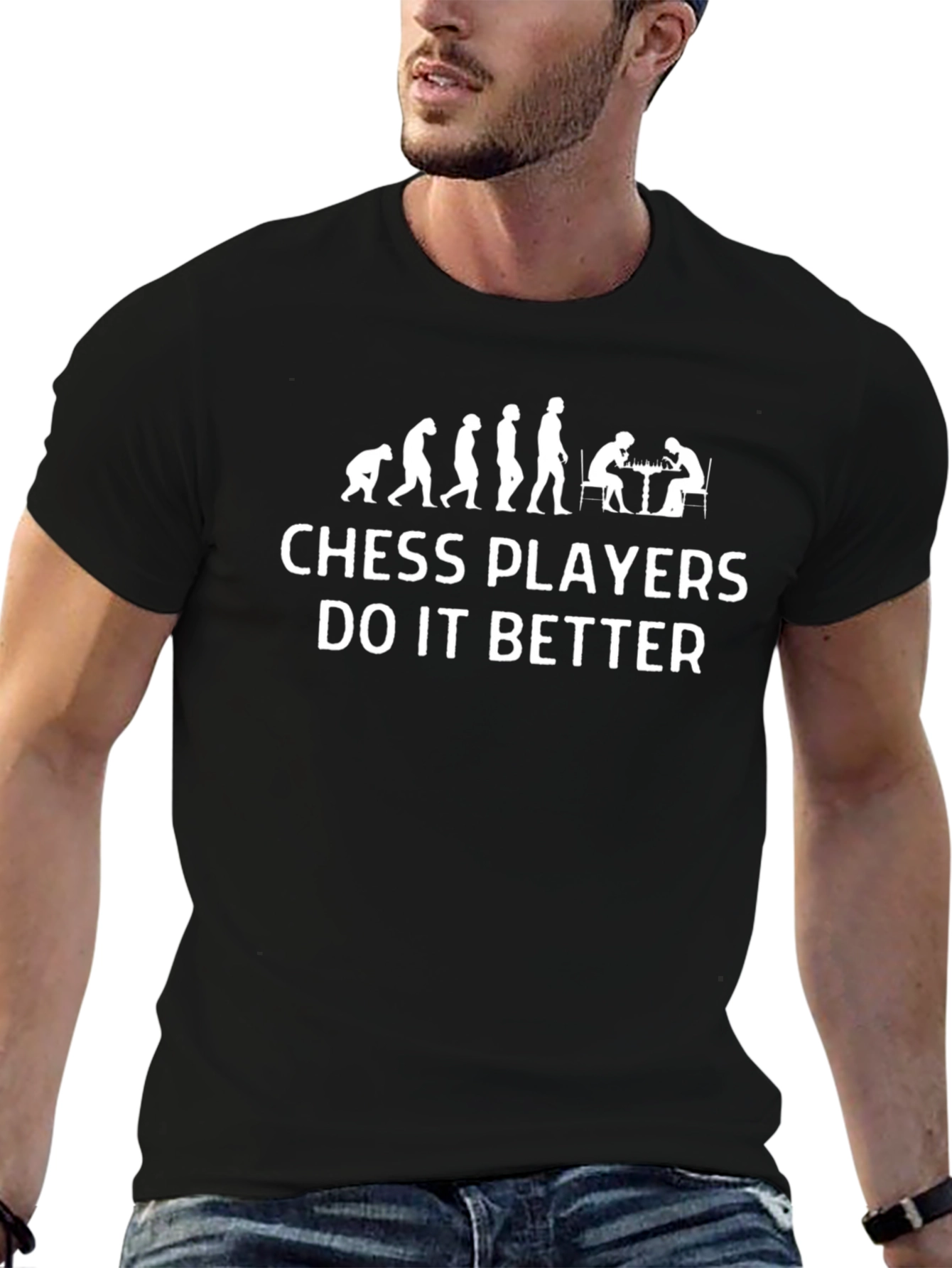 Chess Players Evolution Graphic Tee - Black Cotton T-Shirt