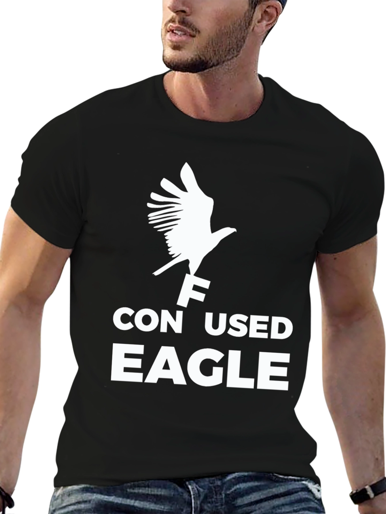 Confused Eagle Graphic T-Shirt - Black