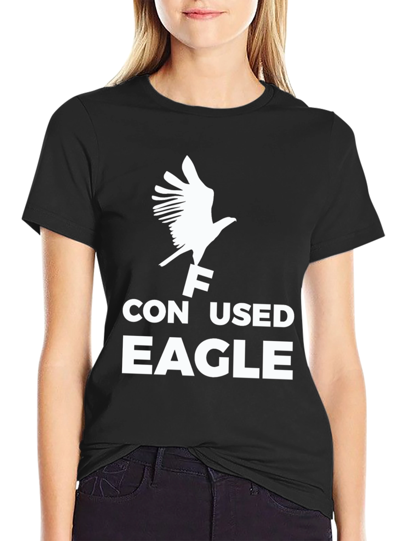 Confused Eagle Graphic T-Shirt - Black