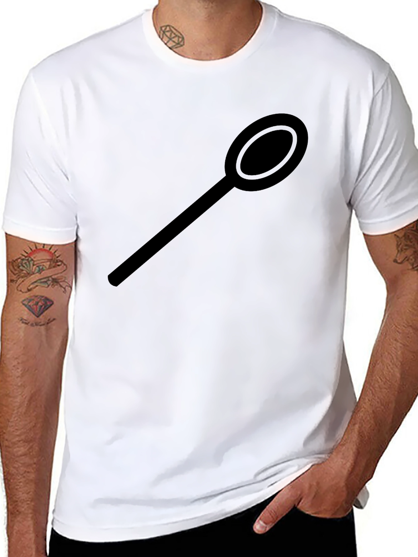 Mens Black Spoon Graphic T-Shirt