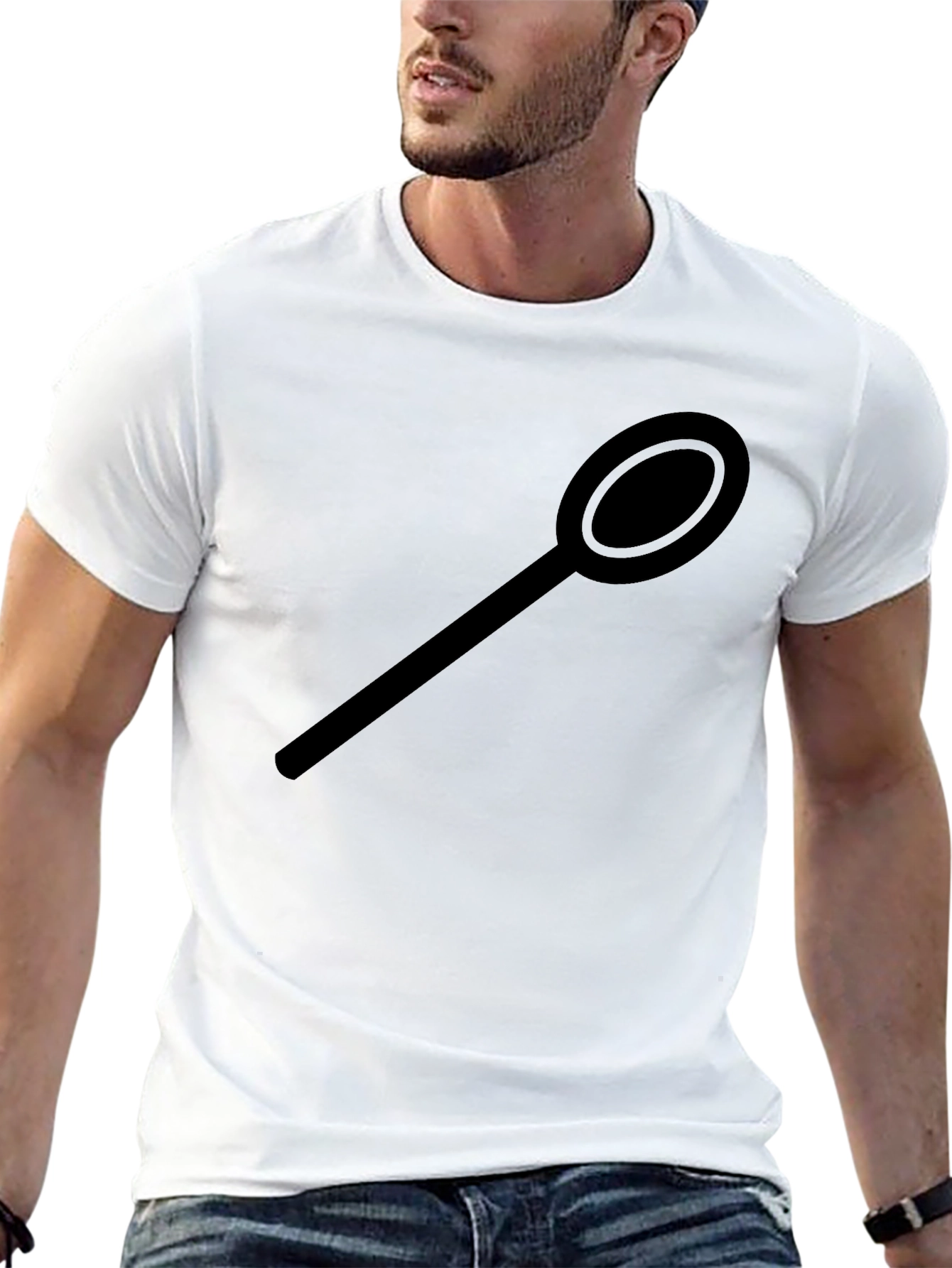 Mens Black Spoon Graphic T-Shirt