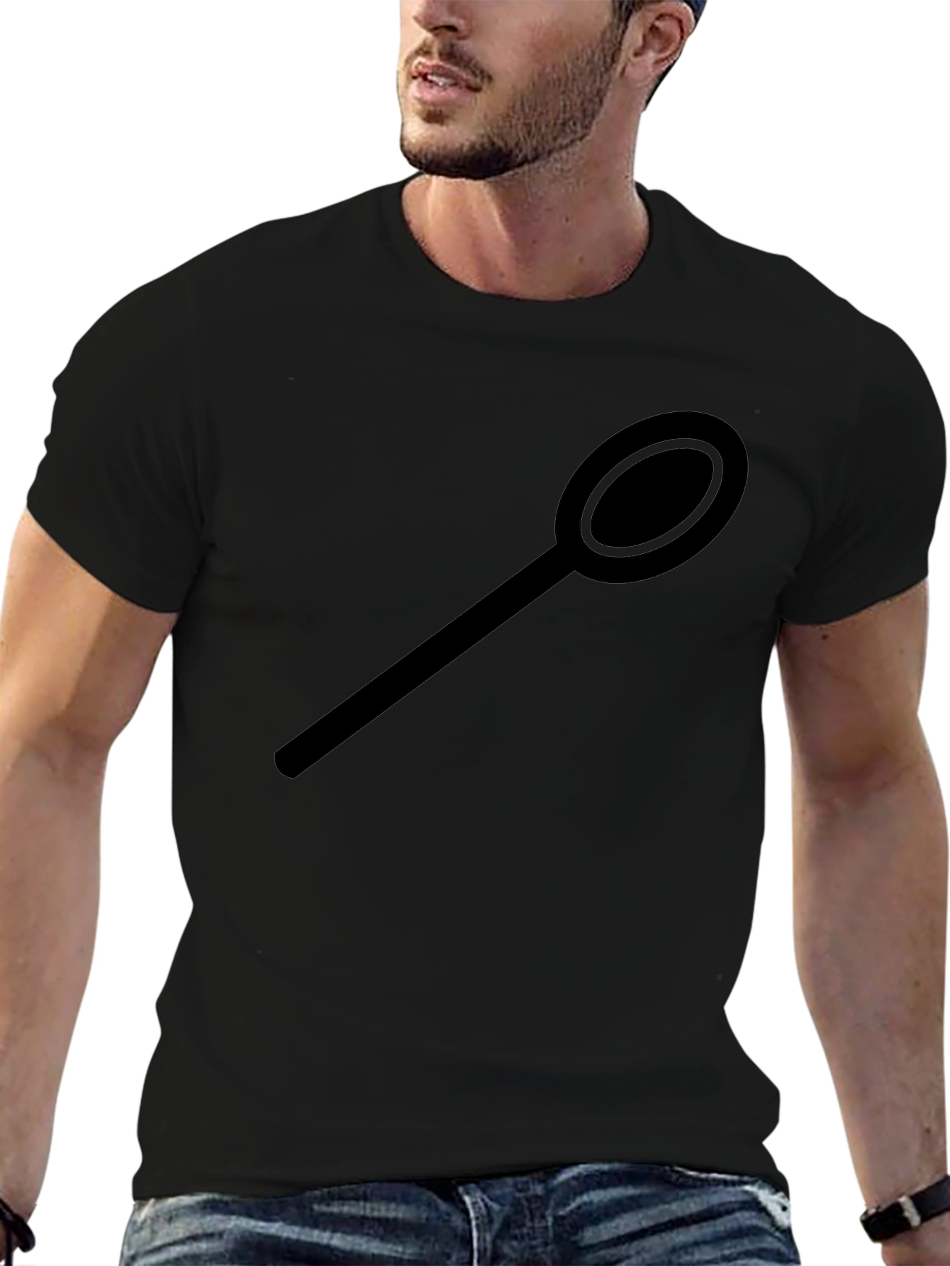 Mens Black Spoon Graphic T-Shirt