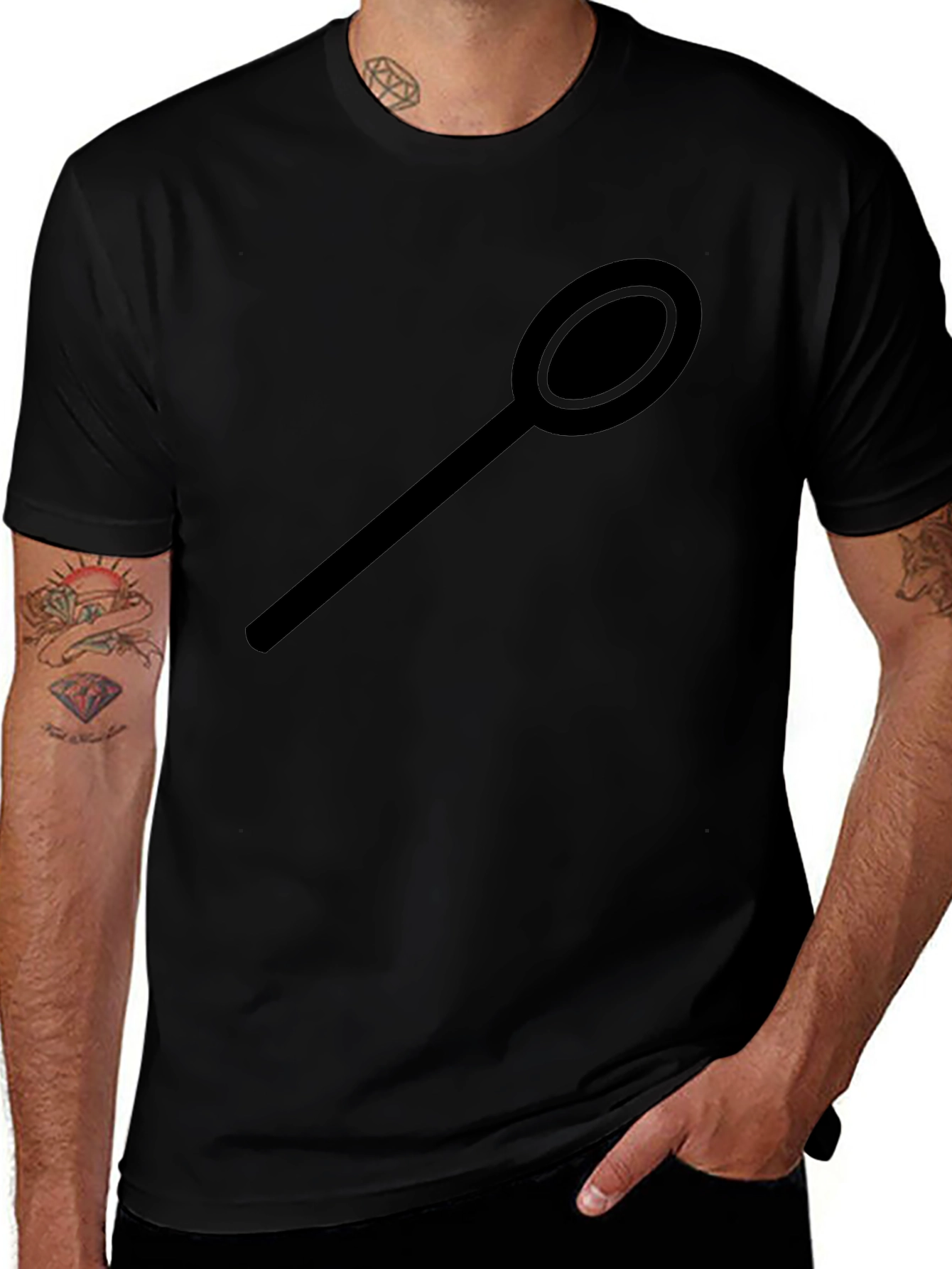 Mens Black Spoon Graphic T-Shirt