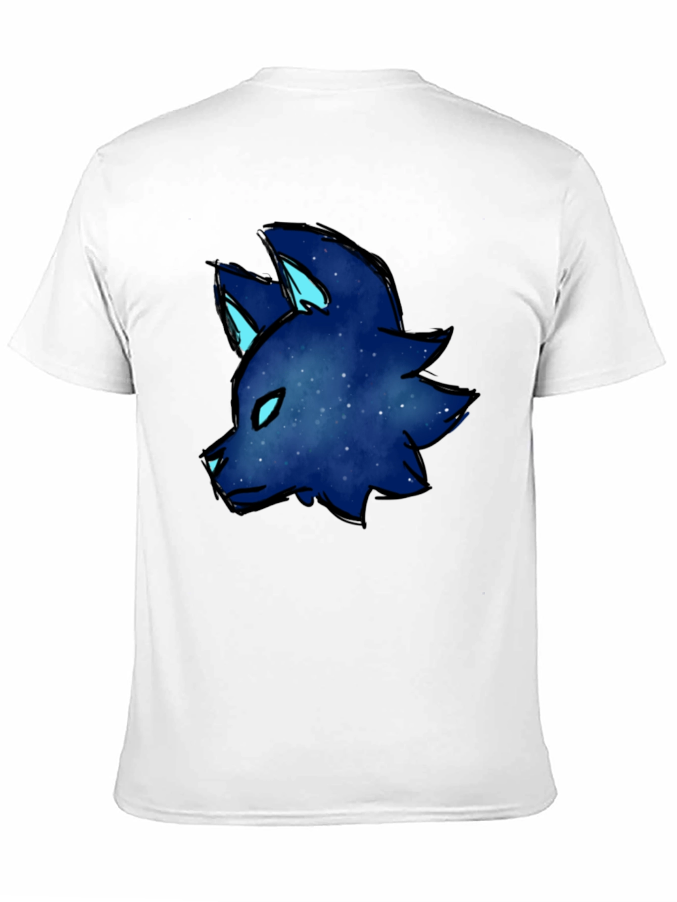Galaxy Wolf Head Graphic Tee - Black Cotton Blend