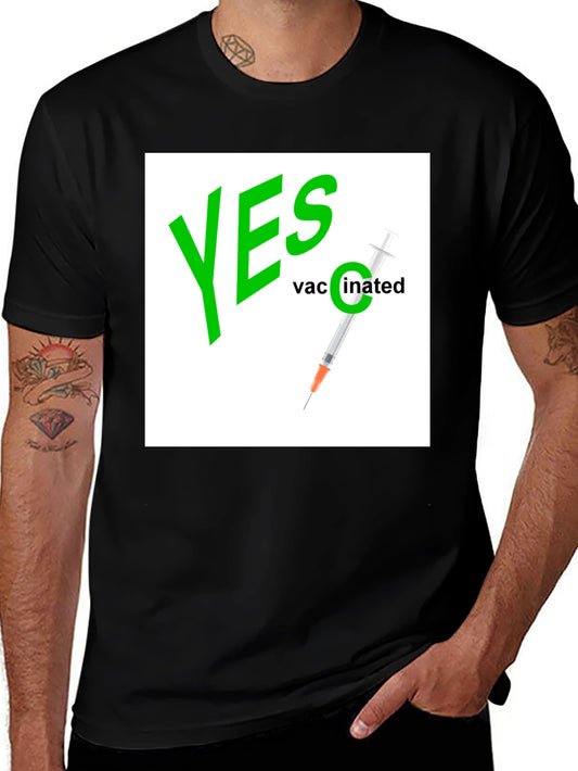Yes Vaccinated Graphic Tee - Black Cotton T-Shirt