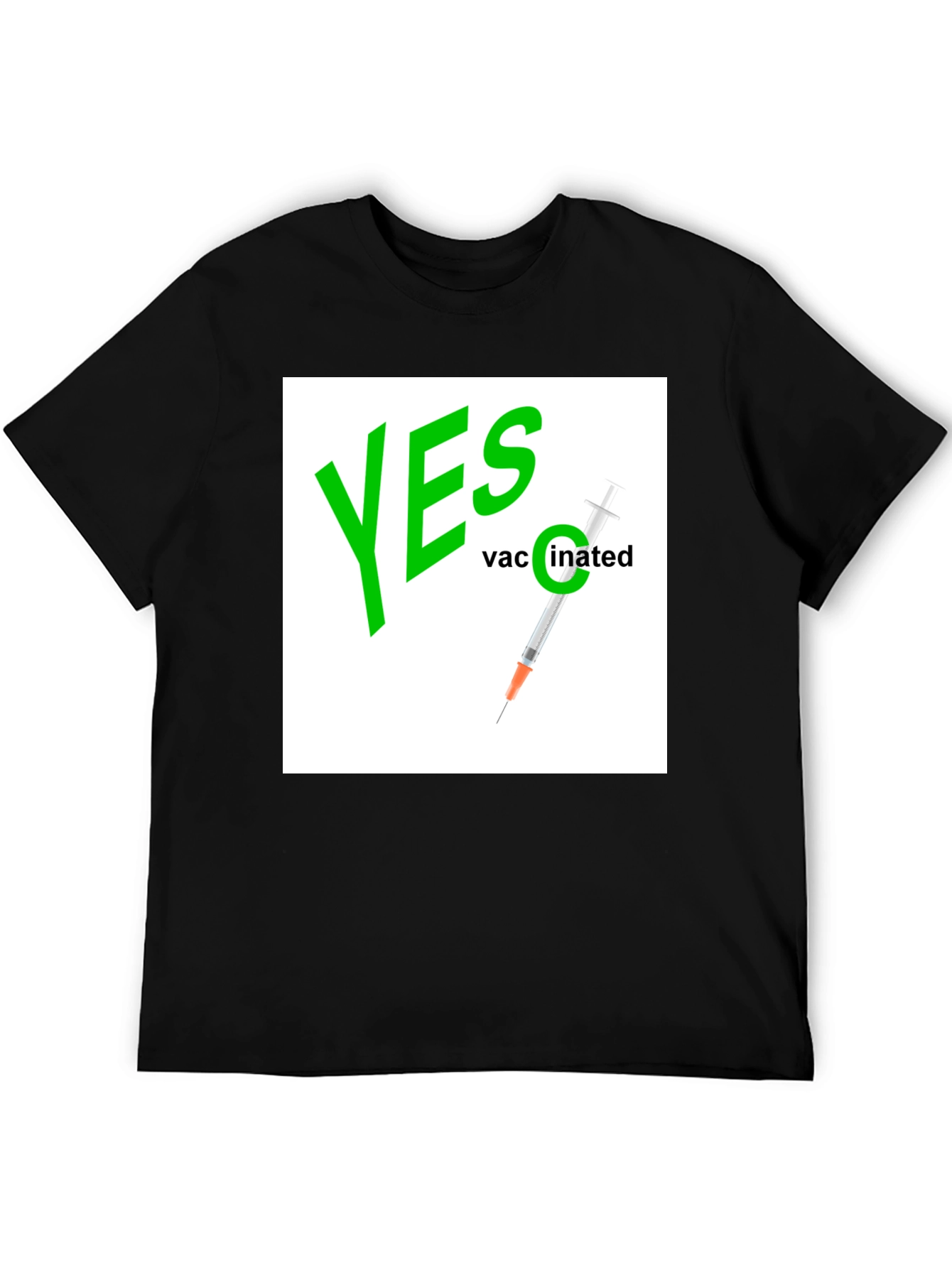 Yes Vaccinated Graphic Tee - Black Cotton T-Shirt
