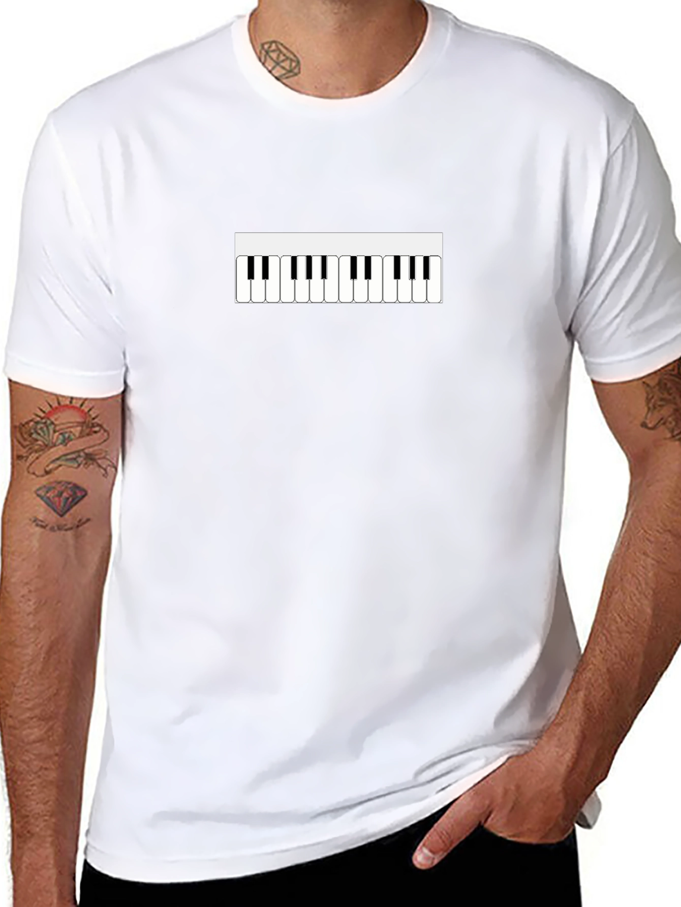 Piano Keys Graphic T-Shirt - Black Casual Tee