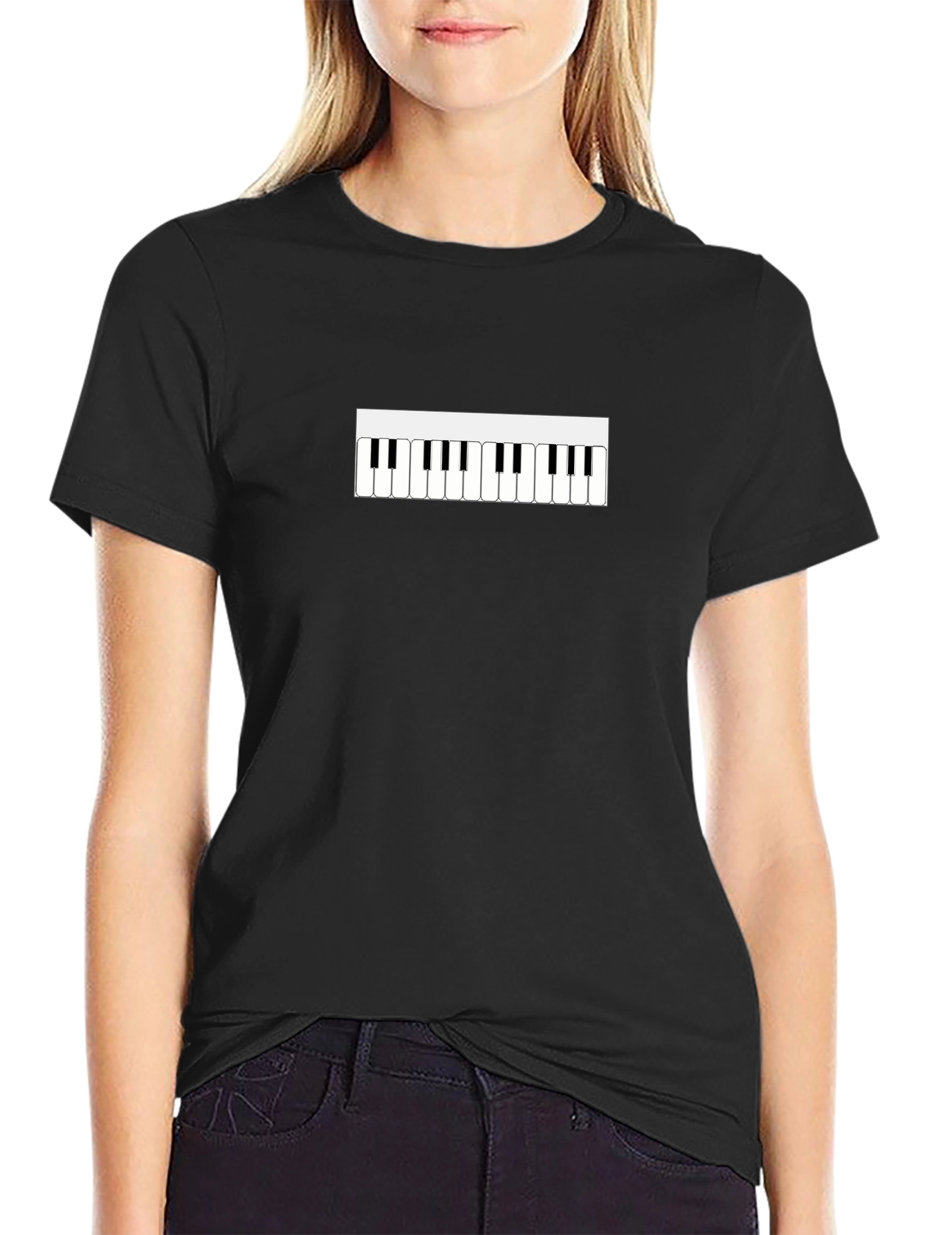 Piano Keys Graphic T-Shirt - Black Casual Tee