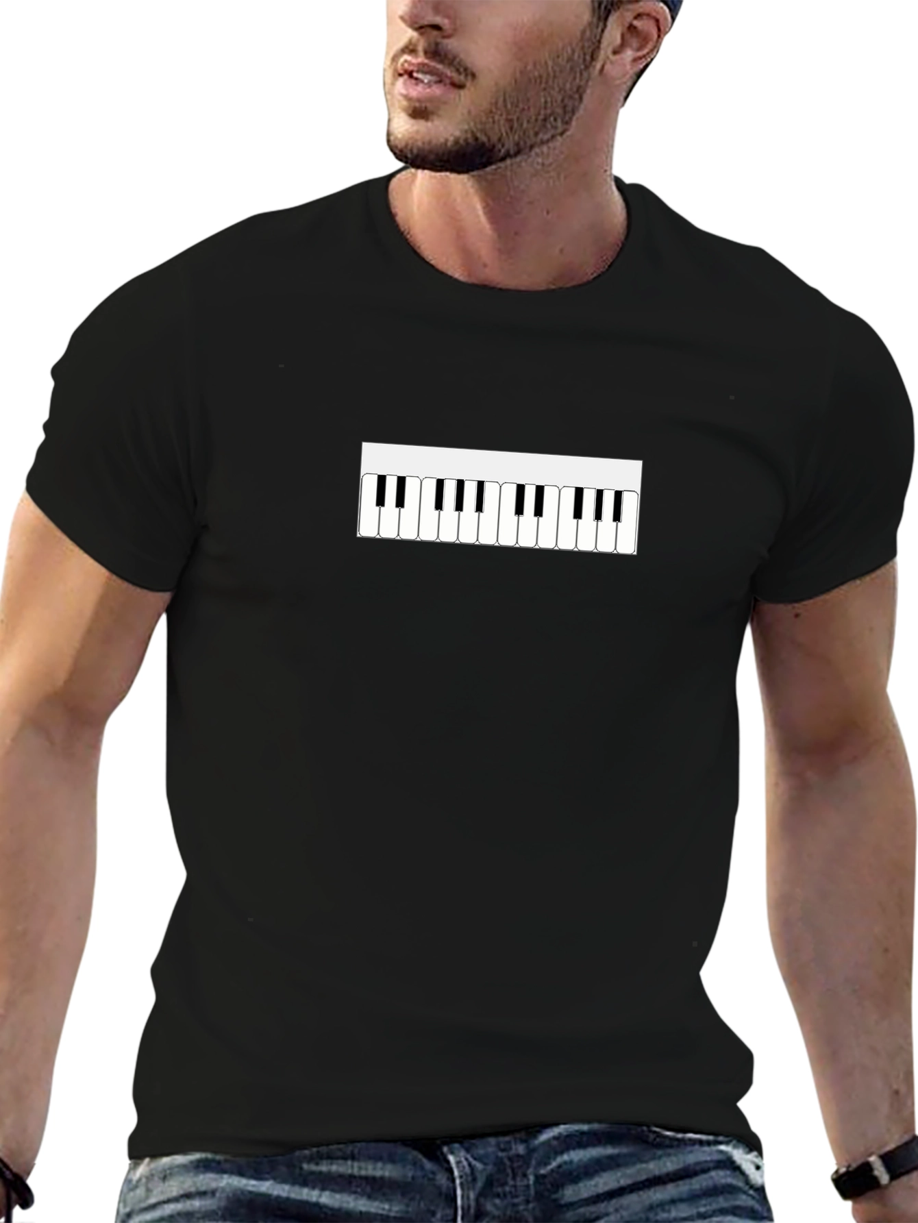 Piano Keys Graphic T-Shirt - Black Casual Tee