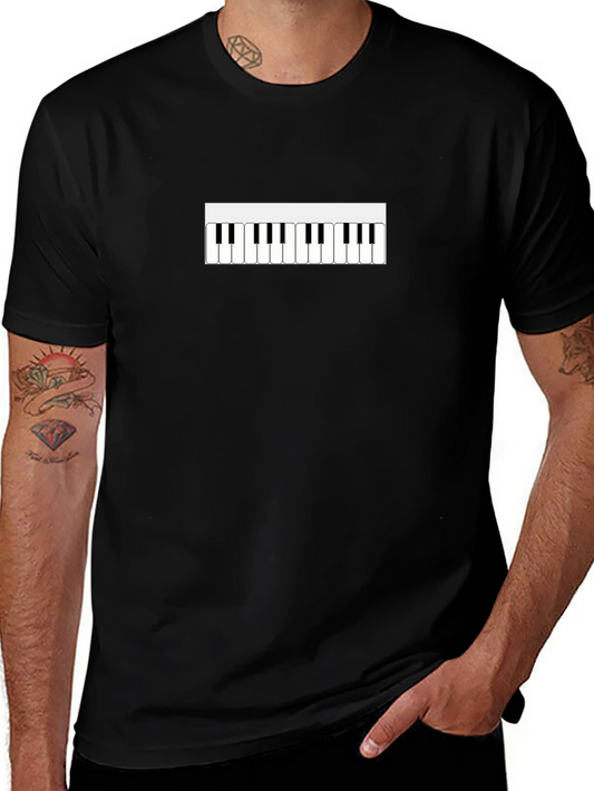 Piano Keys Graphic T-Shirt - Black Casual Tee
