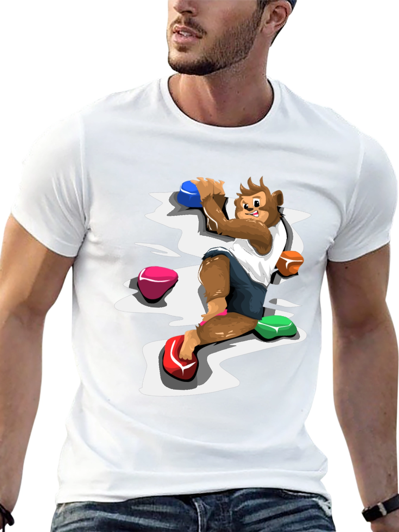 Monkey Climber Graphic Tee - Black Cotton Blend